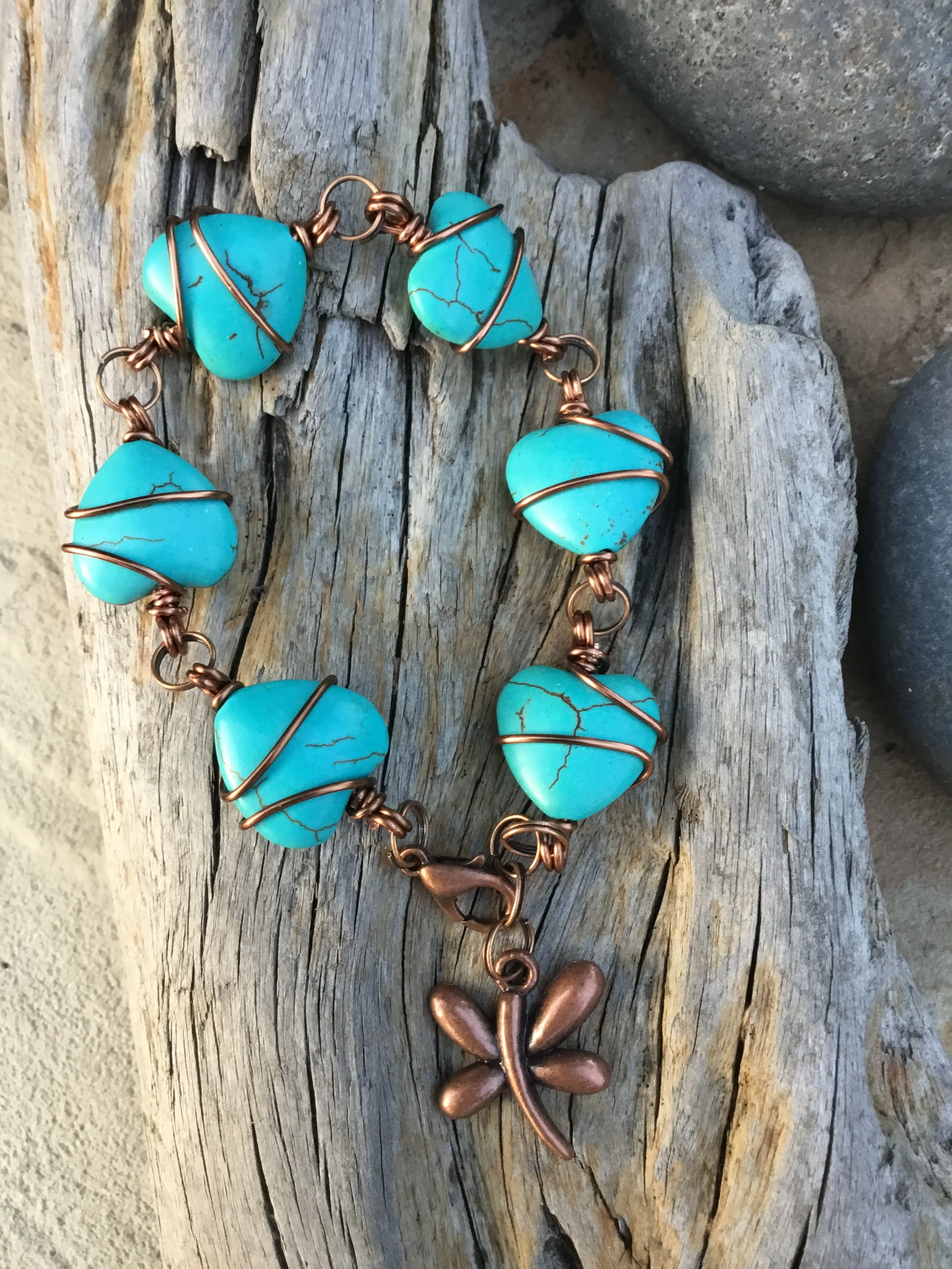 Out of the Blue Signature Bracelet (Turquoise Howlite) with Dragonfly Charm