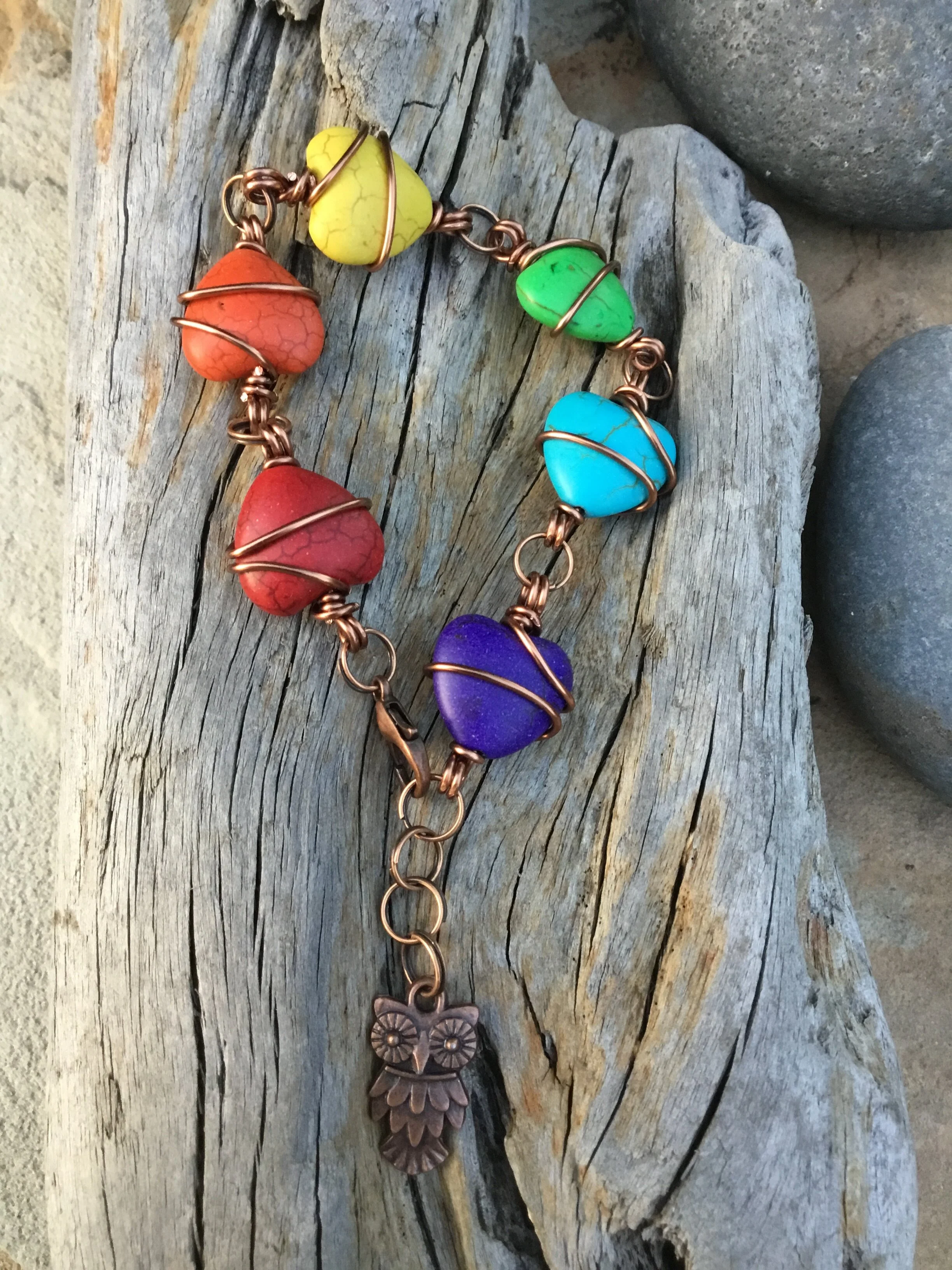 Out of the Blue Signature Bracelet (Rainbow Spectrum) with Owl Charm