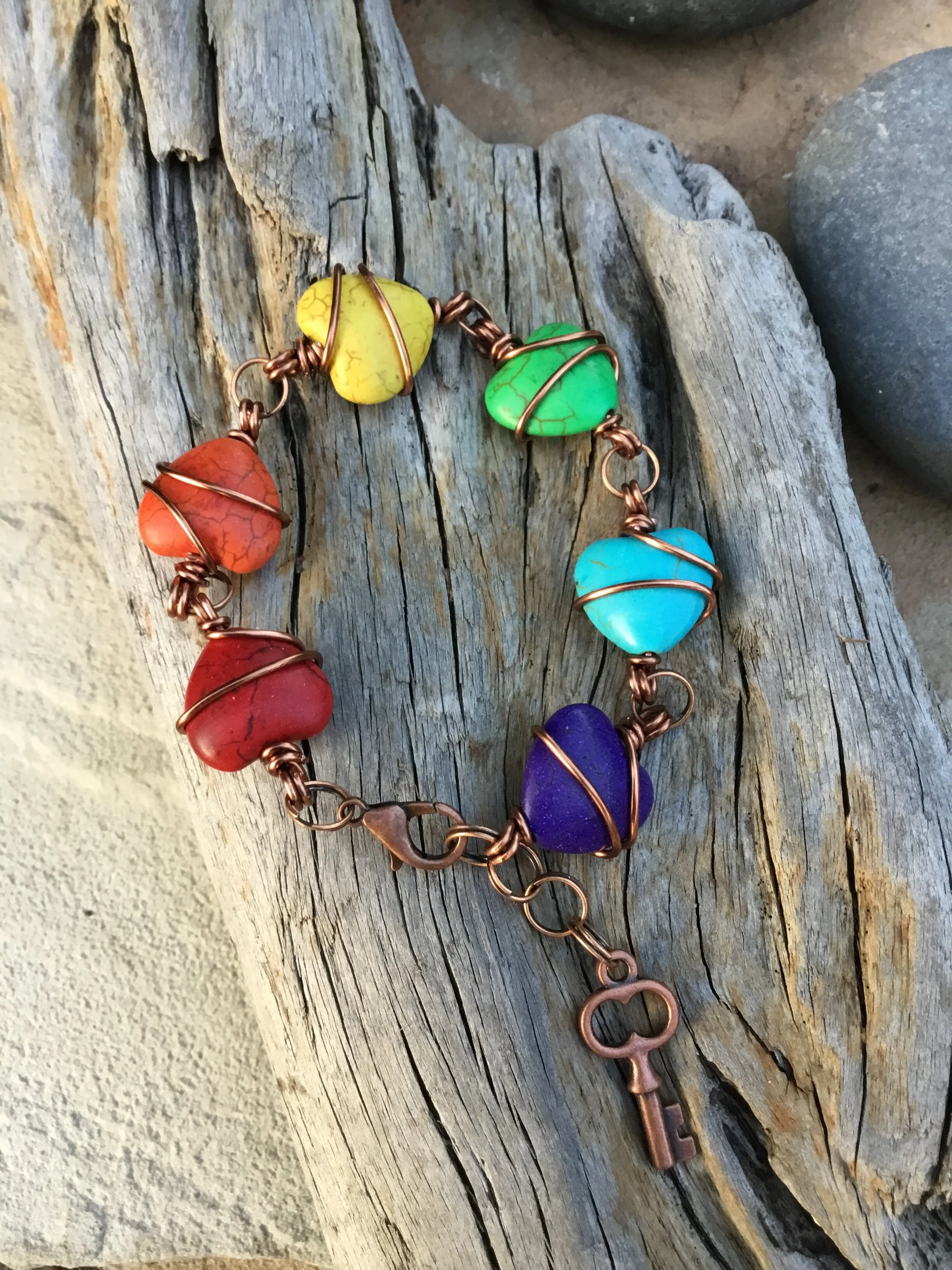 Out of the Blue Signature Bracelet (Rainbow Spectrum) with Key Charm