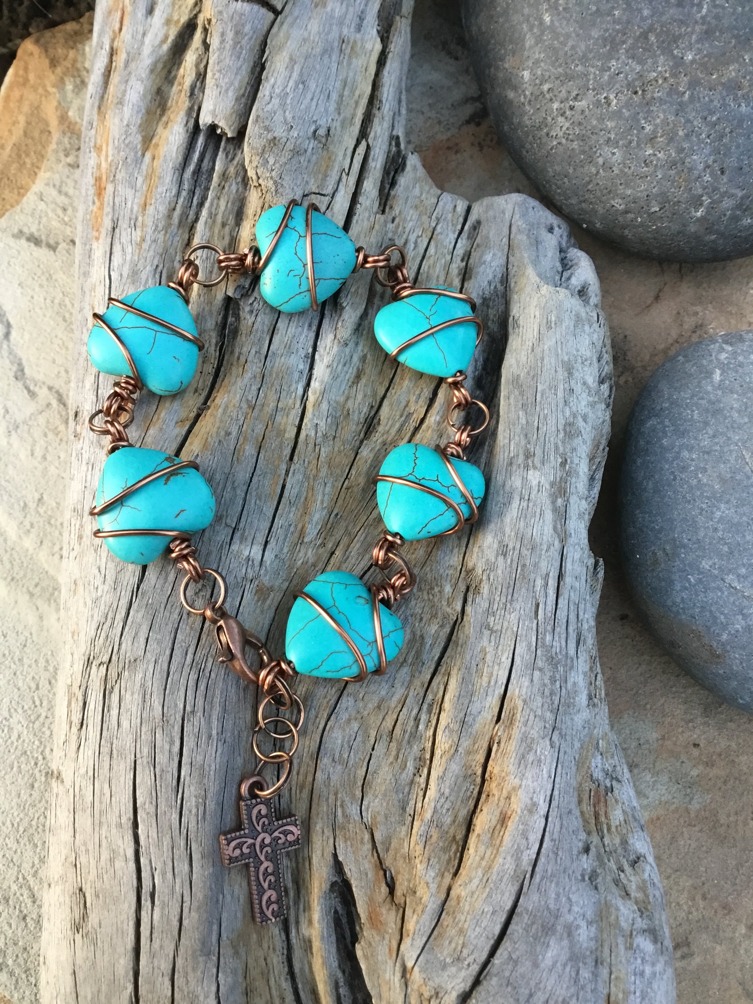 Out of the Blue Signature Bracelet (Turquoise Howlite) with Cross Charm