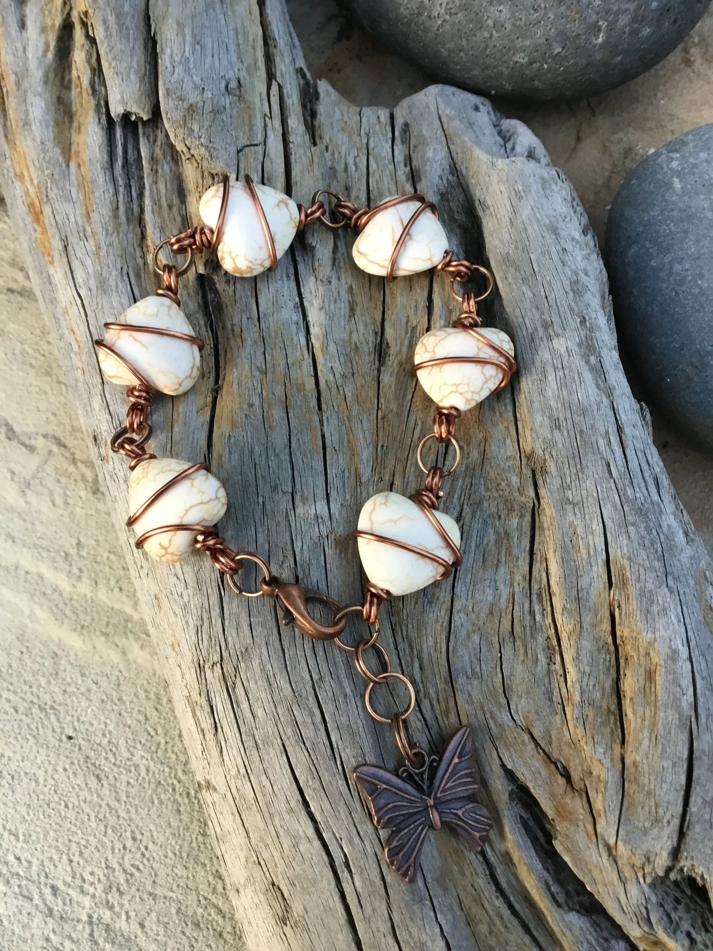 Out of the Blue Signature Bracelet (White Howlite & Butterfly Charm)