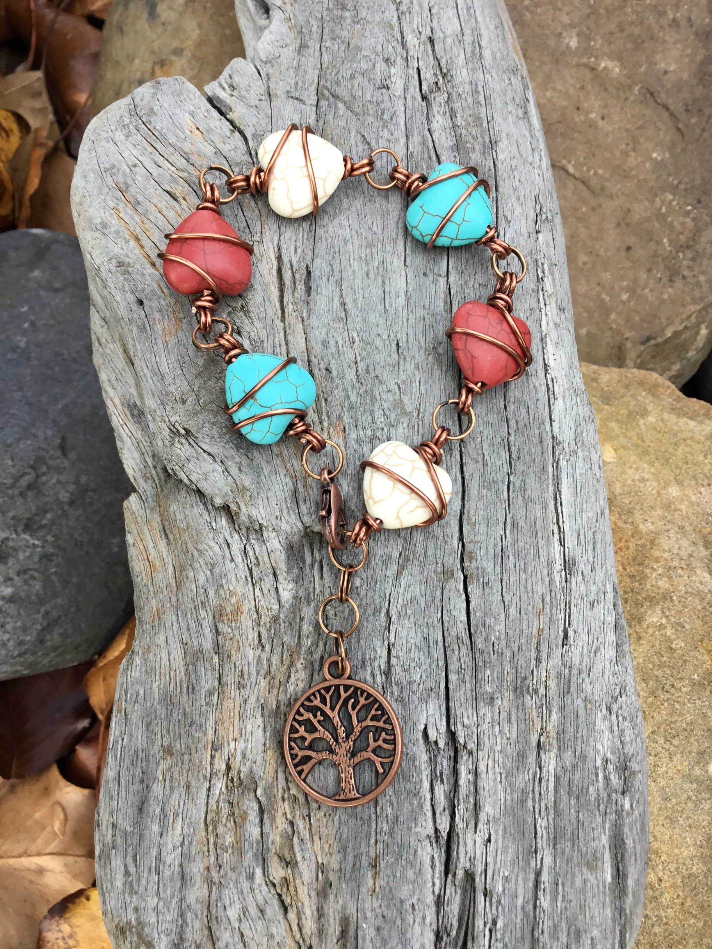 Out of the Blue Signature Bracelet (Red,White,Blue with Tree of Life Charm)