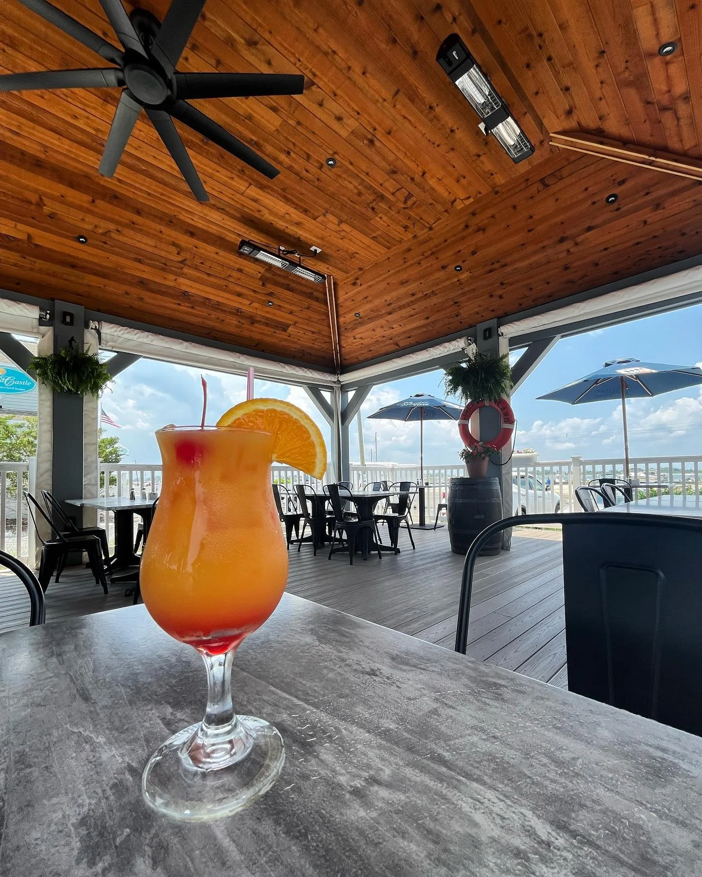 It&rsquo;s really hot outside. It&rsquo;s not so bad under our gazebo with a cold drink though.