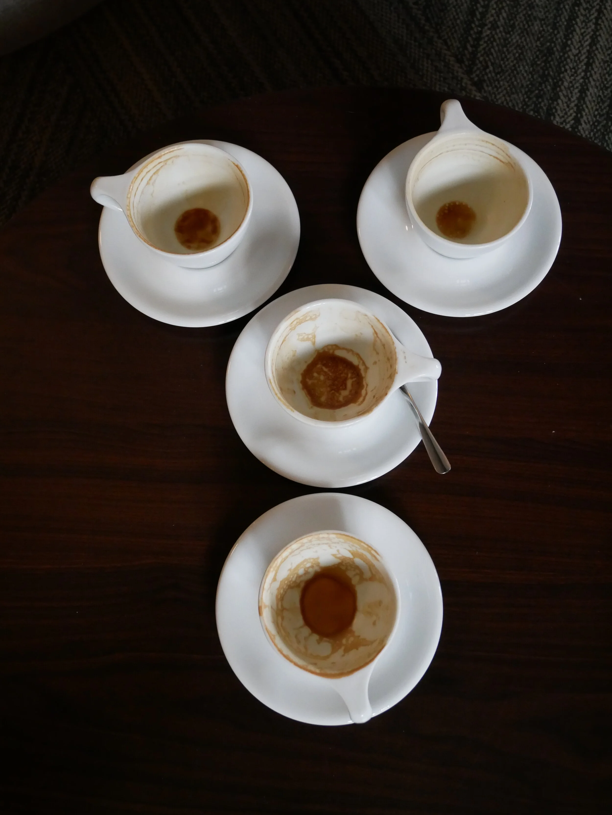 Four Empty Cups at Coat Check Coffee, Indianapolis