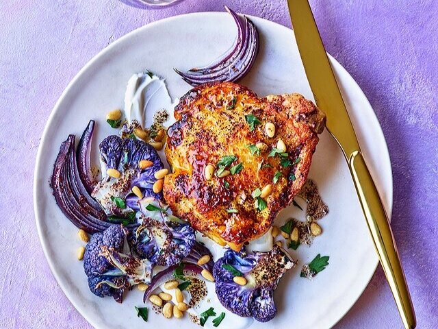 Sumac Chicken Thighs with Purple Cauliflower