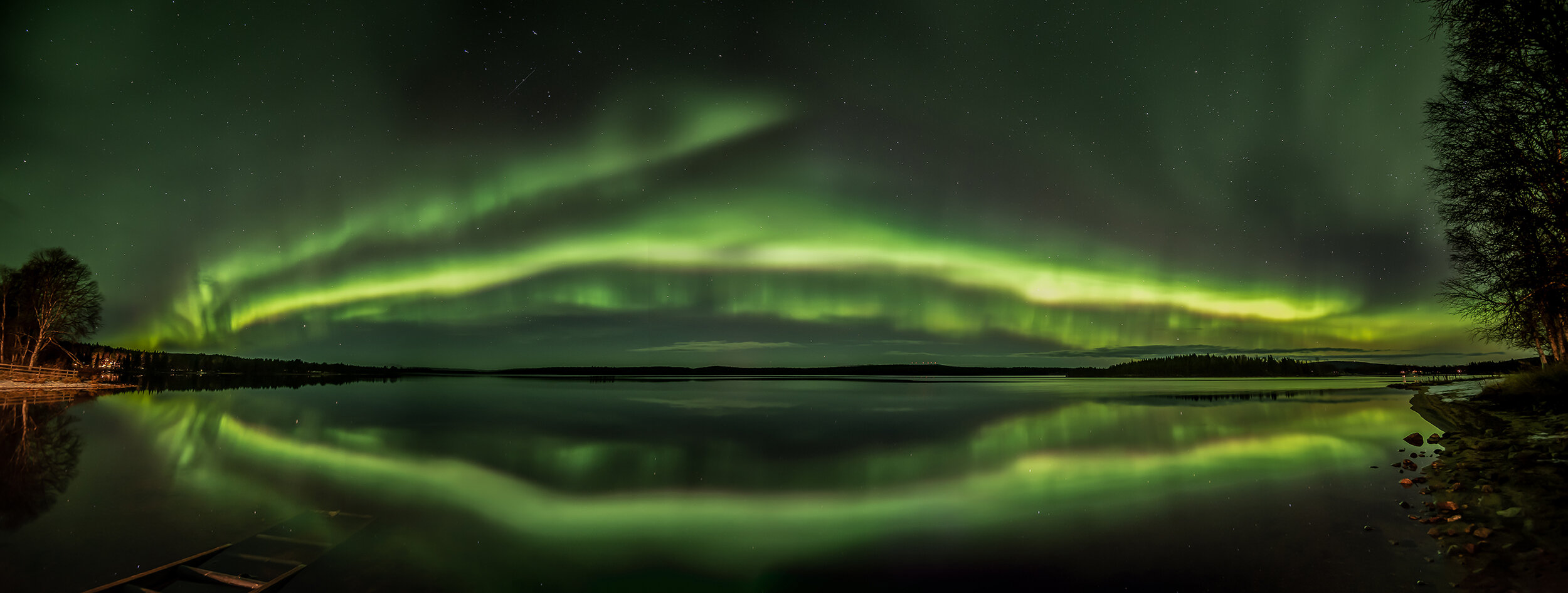 Northern light panorama Finland