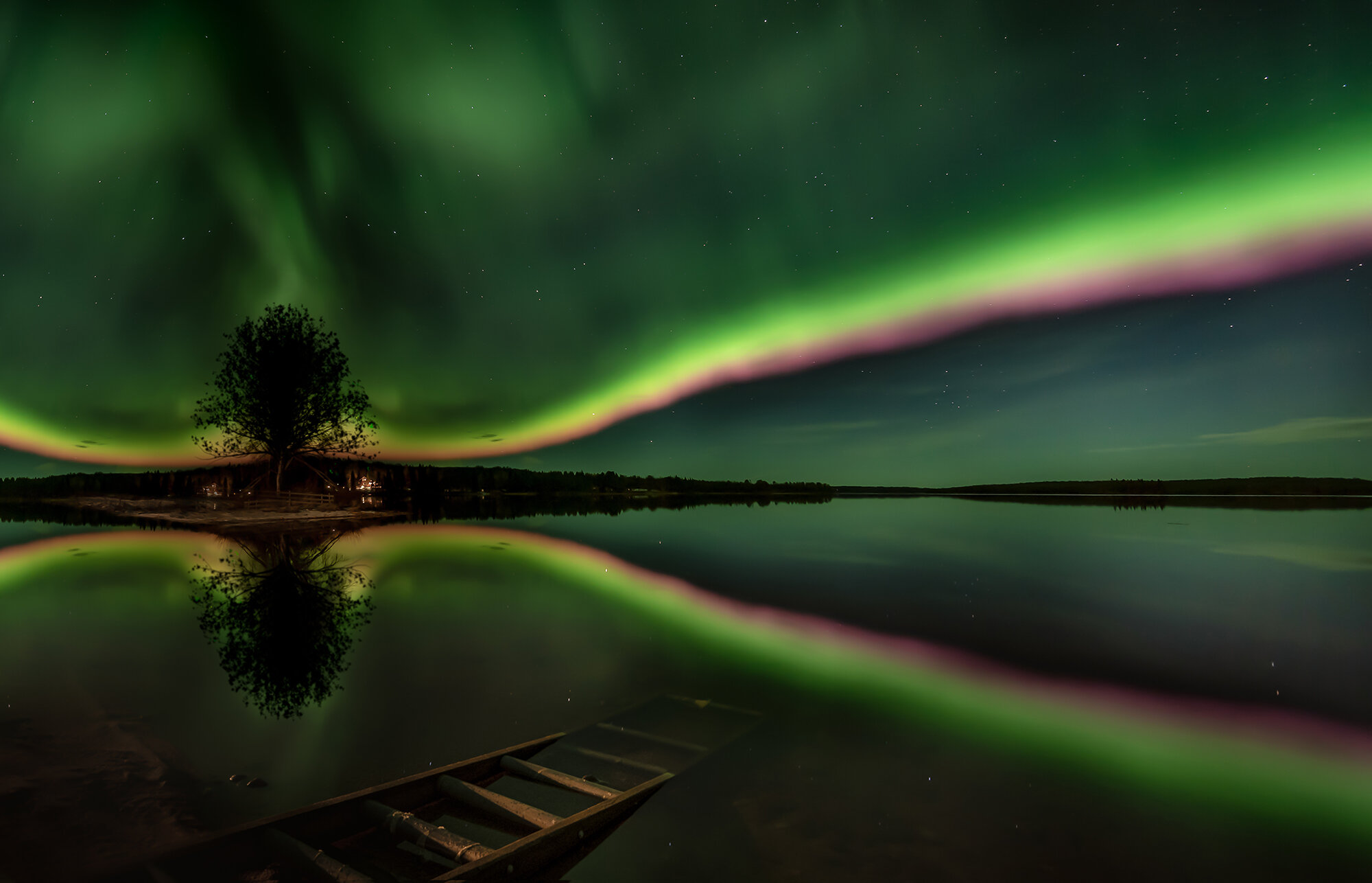 Northern lights rainbow Finland