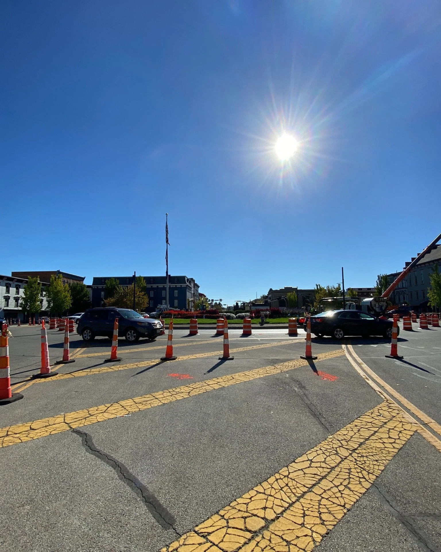 🚧 THE TRAFFIC CIRCLE IS OPEN. Yes, you can still drive through it.

The cones mean SLOW DOWN while crews work on the circle and make needed repairs. And let&rsquo;s be honest, some of you needed that reminder anyway (the traffic circle isn't a quali