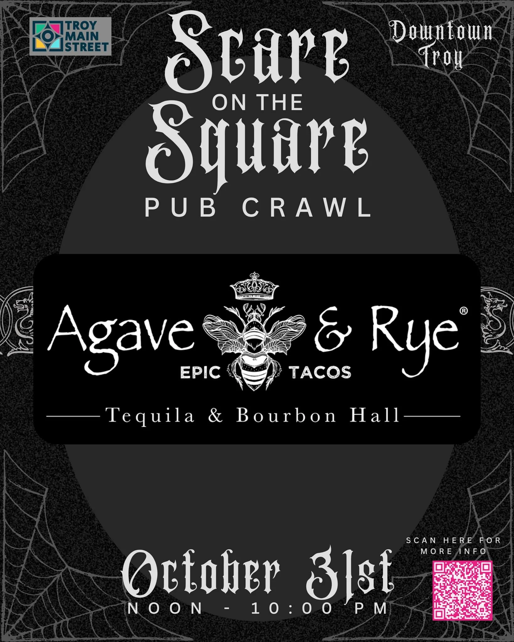🎃 Tacos, BOOze, and downtown shenanigans? Count us in.

Join us for Scare on the Square on October 31 from noon&ndash;10 p.m.! Gather your crew and creep your way through downtown Troy. 👻🍻

Complete the digital passport and check in at each locati