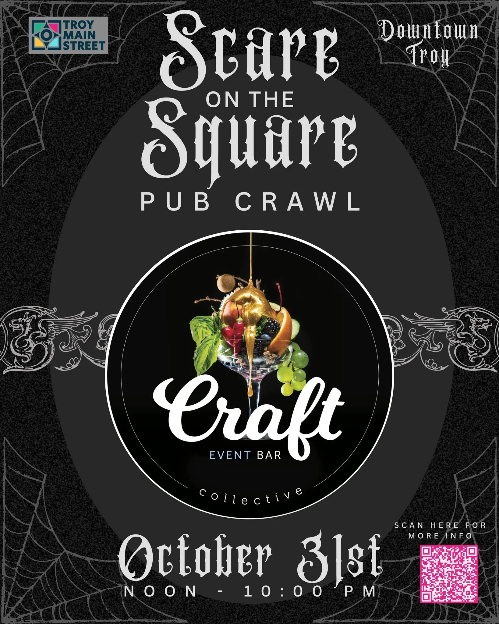 🎃 Your Halloween plans are looking a little more spirited!

Join us for Scare on the Square on October 31 from noon&ndash;10 p.m. Grab your favorite ghouls, throw on a costume, and haunt your way through downtown Troy! 👻

Check in at each participa
