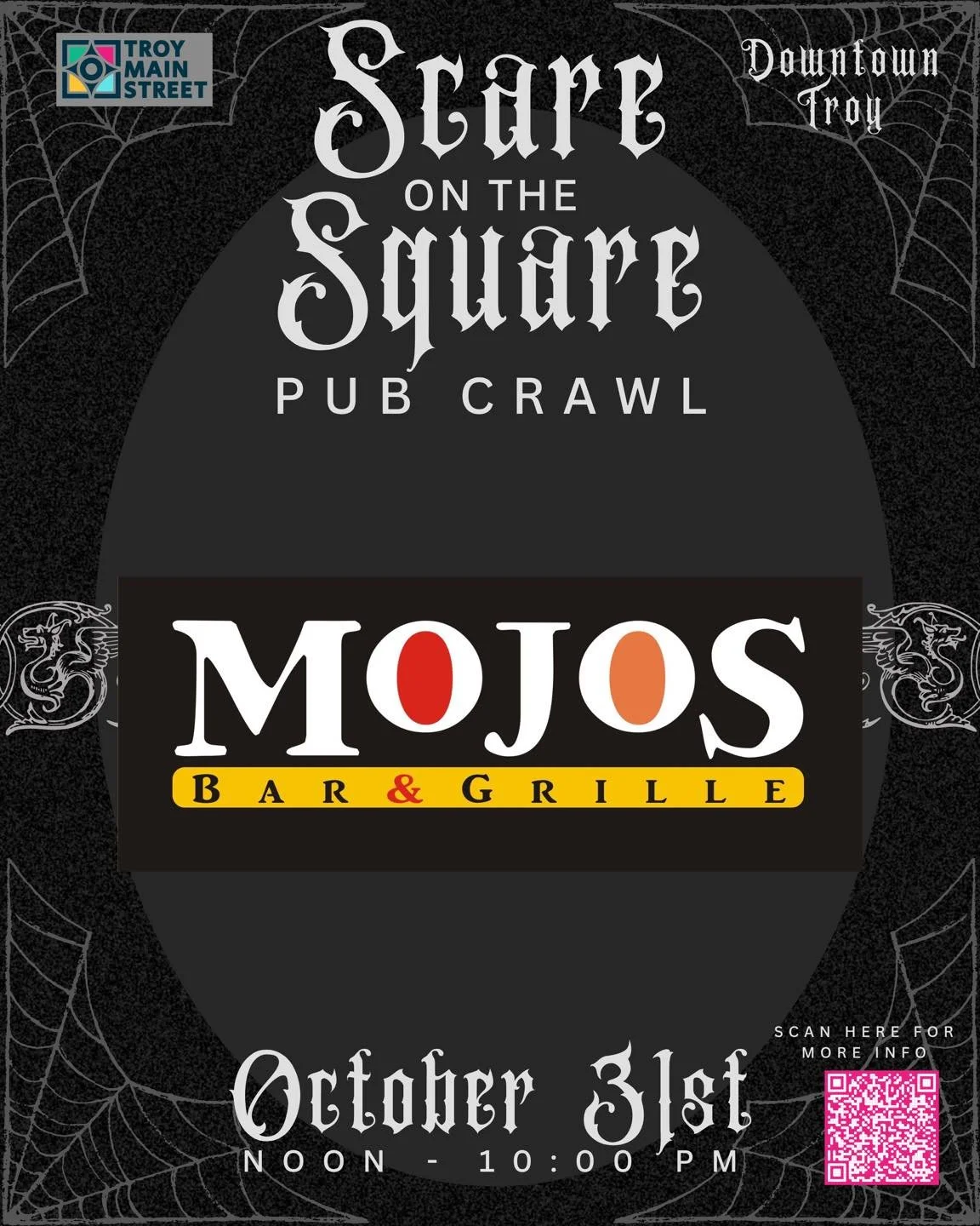 👻 A little mischief. A little BOOze. A whole lot of Mojo&rsquo;s.

A huge THANK YOU to Mojo&rsquo;s Bar &amp; Grille for being one of our stops for the Scare on the Square Pub Crawl! Show them some love as you haunt downtown Troy on October 31 from 
