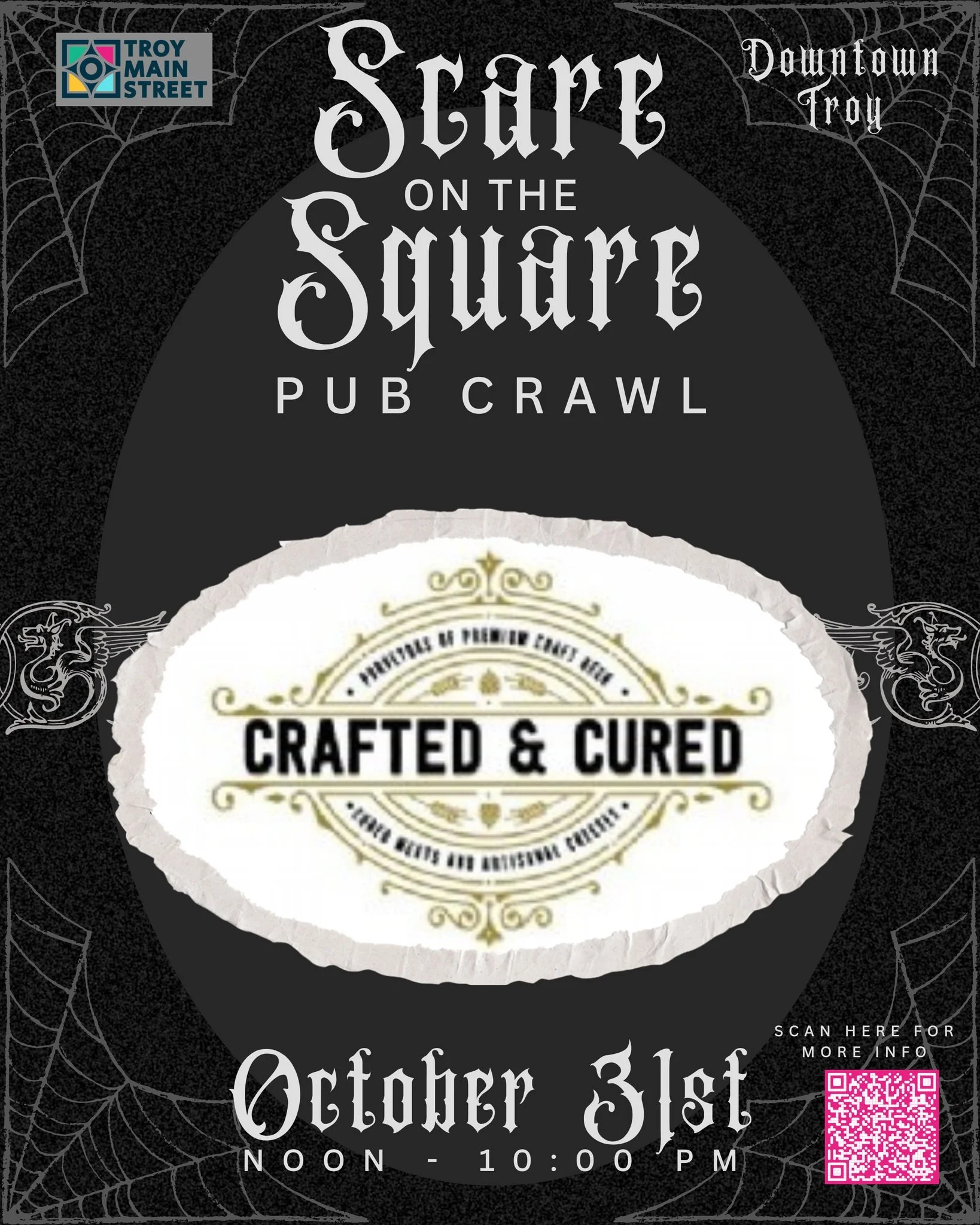 👻 Something wickedly delicious this way comes.

A huge THANK YOU to Crafted &amp; Cured for being one of our stops for the Scare on the Square Pub Crawl! Stop in, sip something delicious, and show them some love as you haunt downtown Troy on October