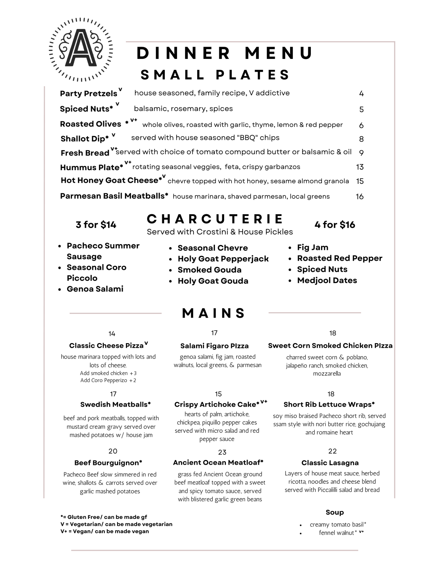 Menus — Arrow Cocktail Lounge