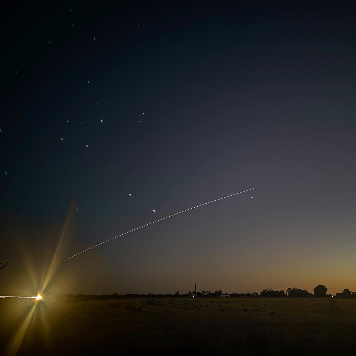 The International Space Station passing over just after sunset. It passed just below the Southern Cross. The turning car gave it even more interest shot on the iPhone 13PM with the @reeflexcamera app. Edited@in Lightroom. I really enjoy hunting the I