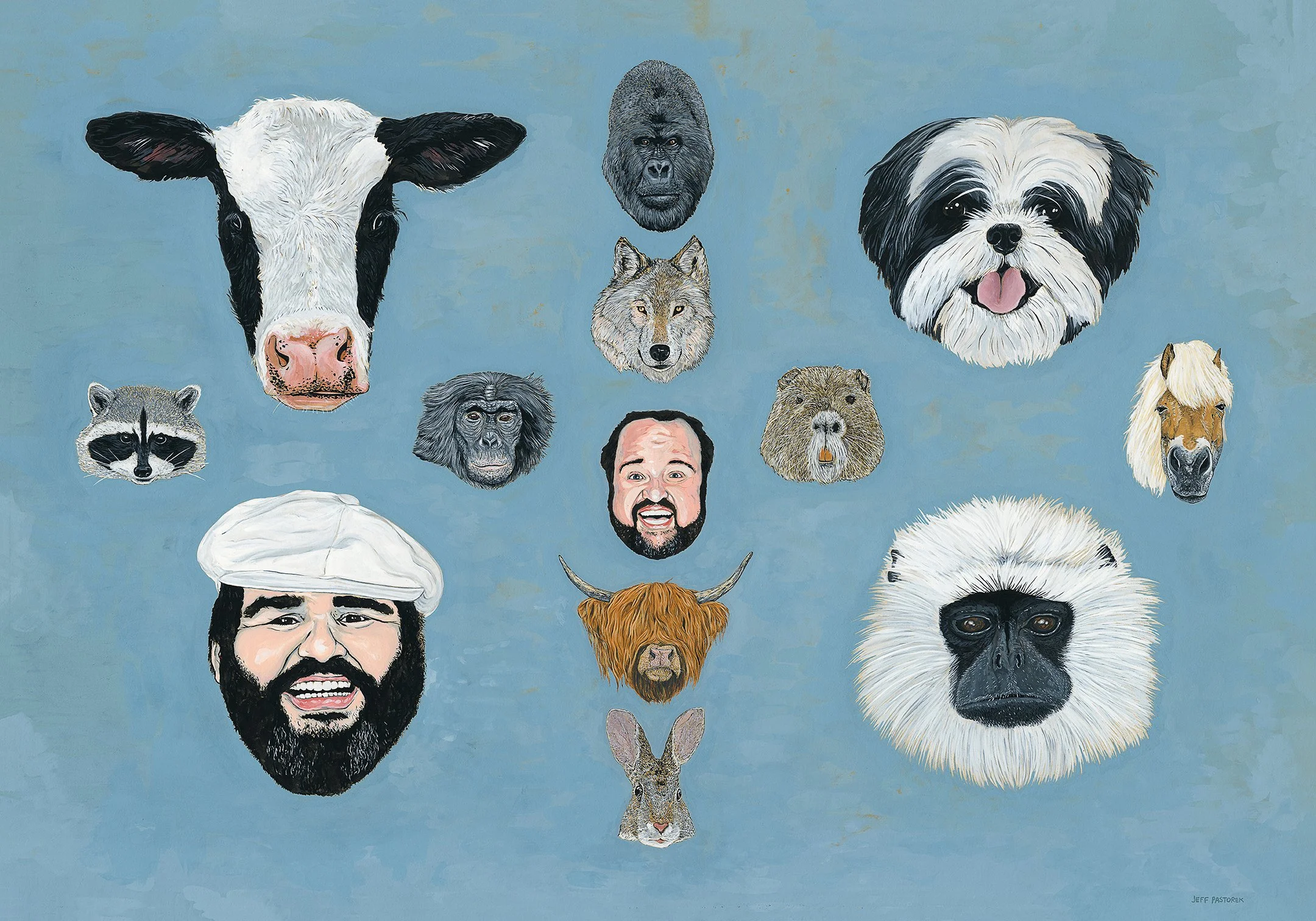 Dom DeLuise and Paul Prudhomme and These Animals - 30” x 22”