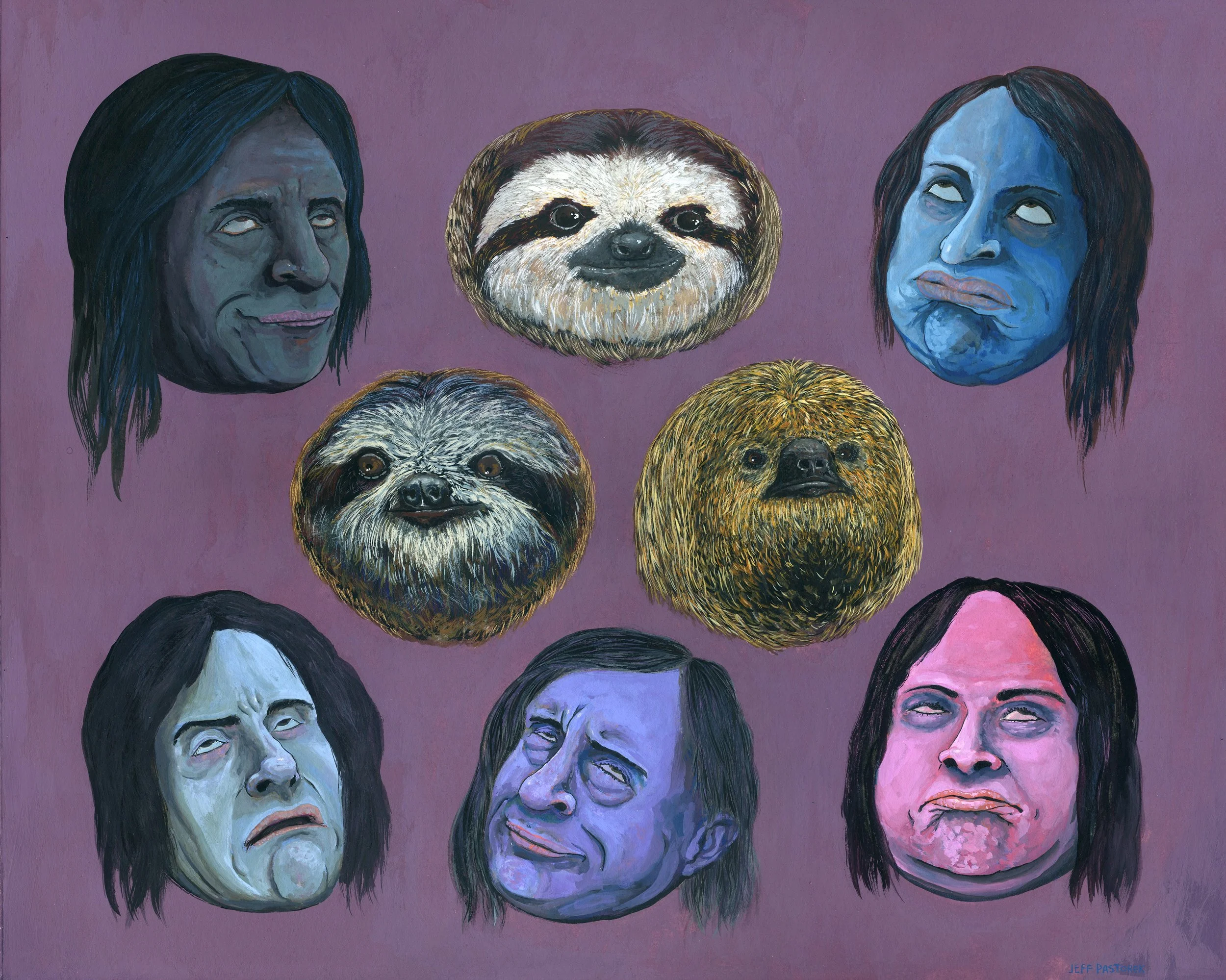 These People Rolling Their Eyes at Three Sloths – 18” x 15”