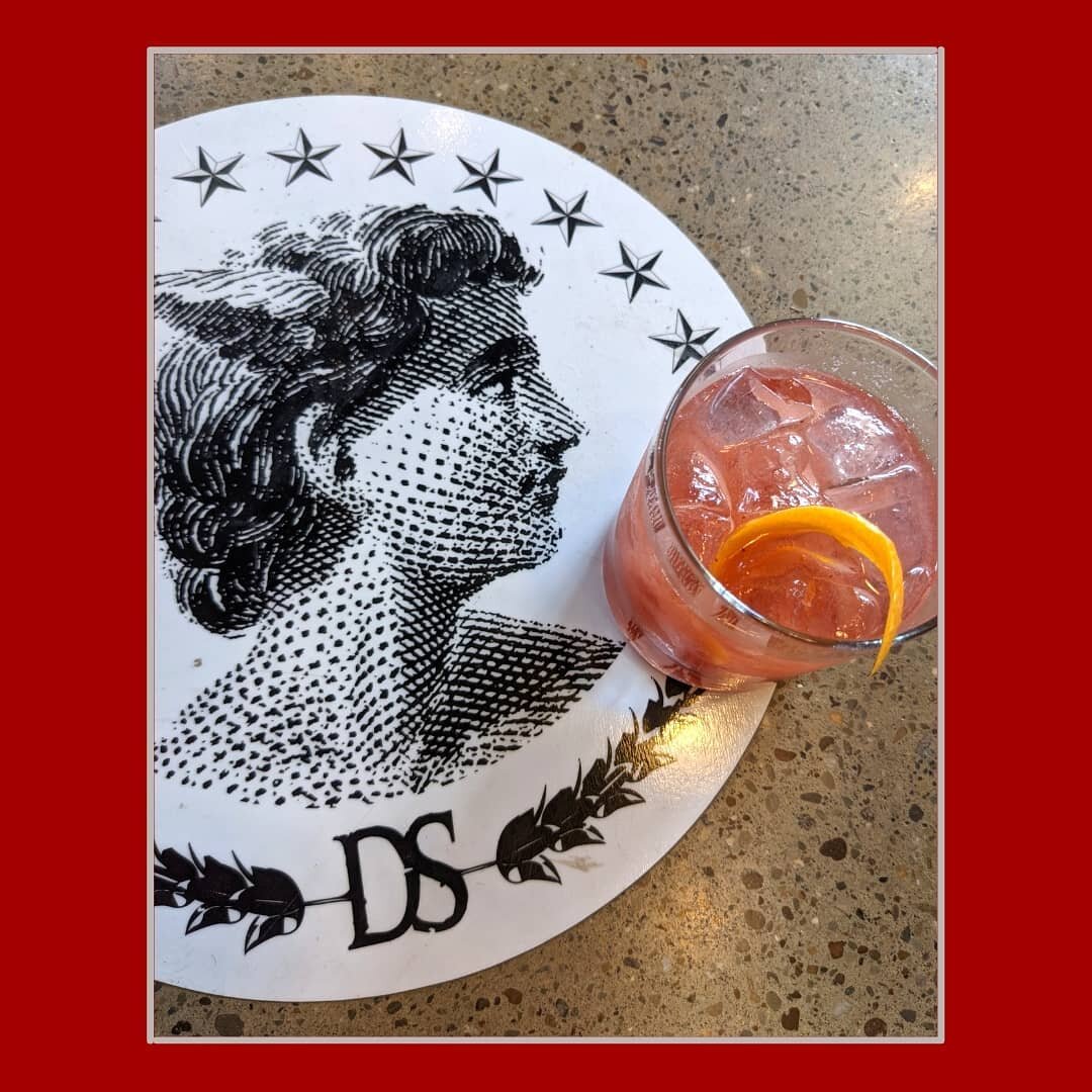 Strawberry Old Fashioned. 
A little bourbon, a splash of maple vodka mixed with some strawberries and orange gives you slightly sweet old fashioned. 
Today is the last day for our Strawberry cocktails. Stop down for one before your holiday picnics!