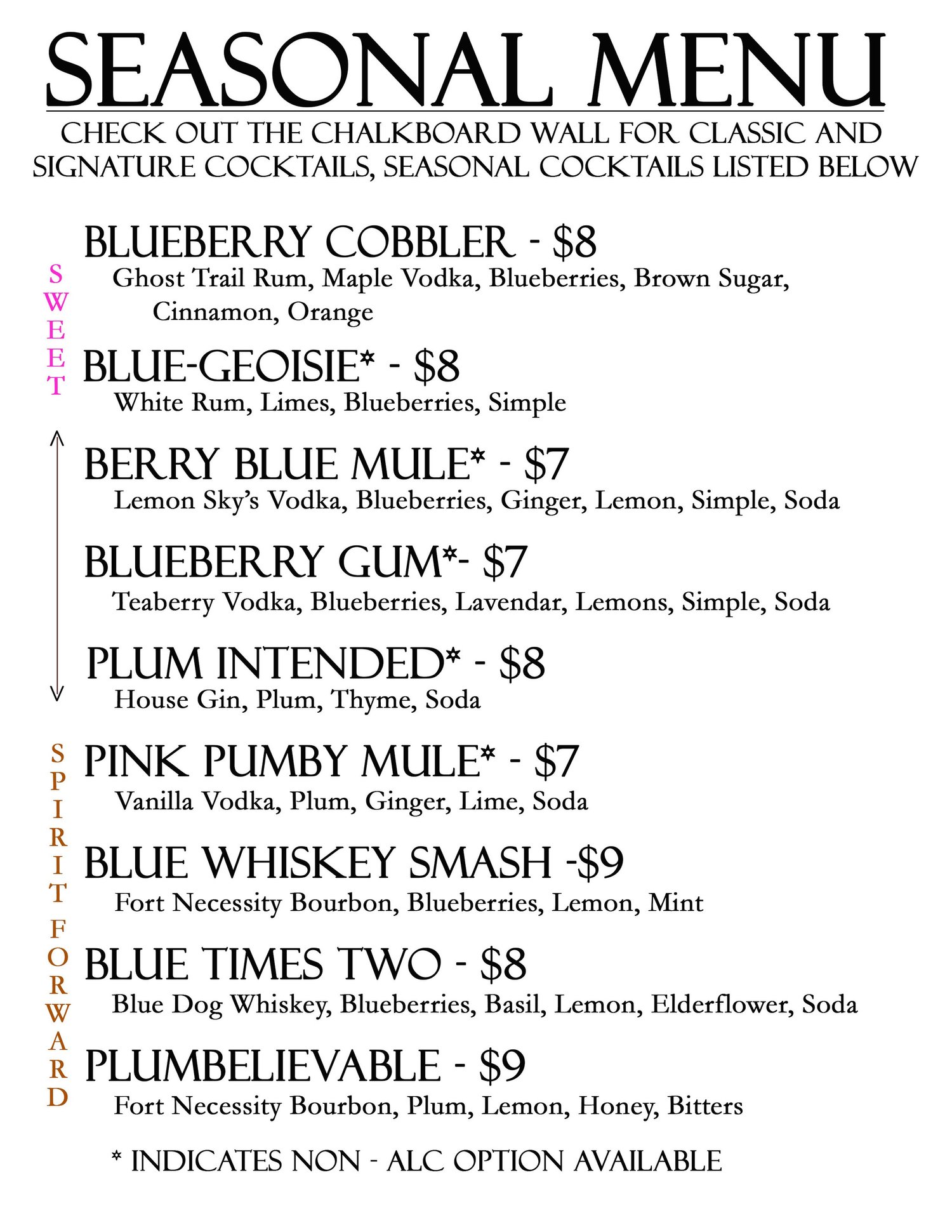 Cocktail Menu — Disobedient Spirits