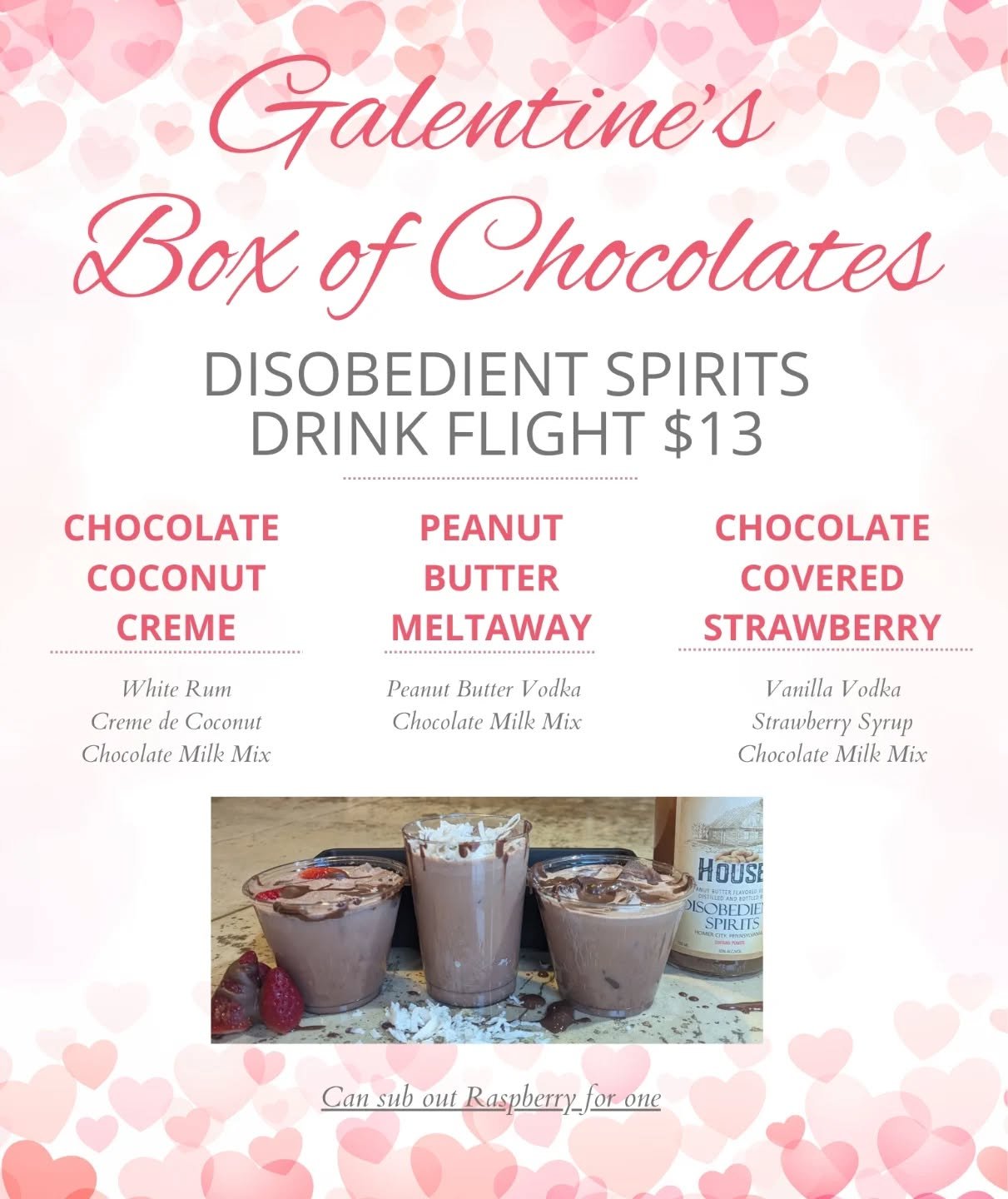 The one and only day we do flights! Just for Galentines! 
Join us (Obsessions, Wave Ryder and the Gathering Place) all packed with vendors 2/12 3 to 7. 
There's even a top secret sale going on across the street but ya gotta join to find out deets!