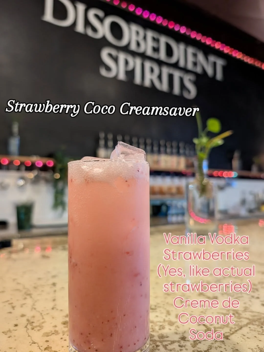The Strawberry Coco Creamsaver is back 🍓 And yes, we know you've been asking for it. Vanilla vodka, strawberries, cr&egrave;me de coconut, and soda water... the crowd favorite that never gets old.