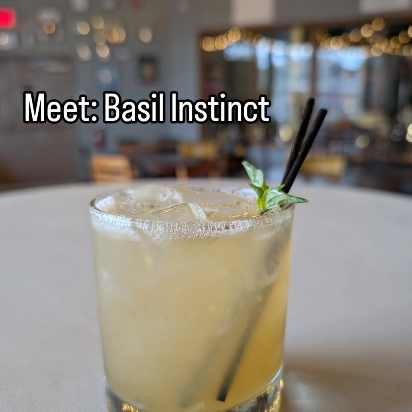 Basil Instinct: License to chill 🍋 Whiskey, fresh kiwi, basil, lemon, and soda water. Shaken, just like Bond likes.