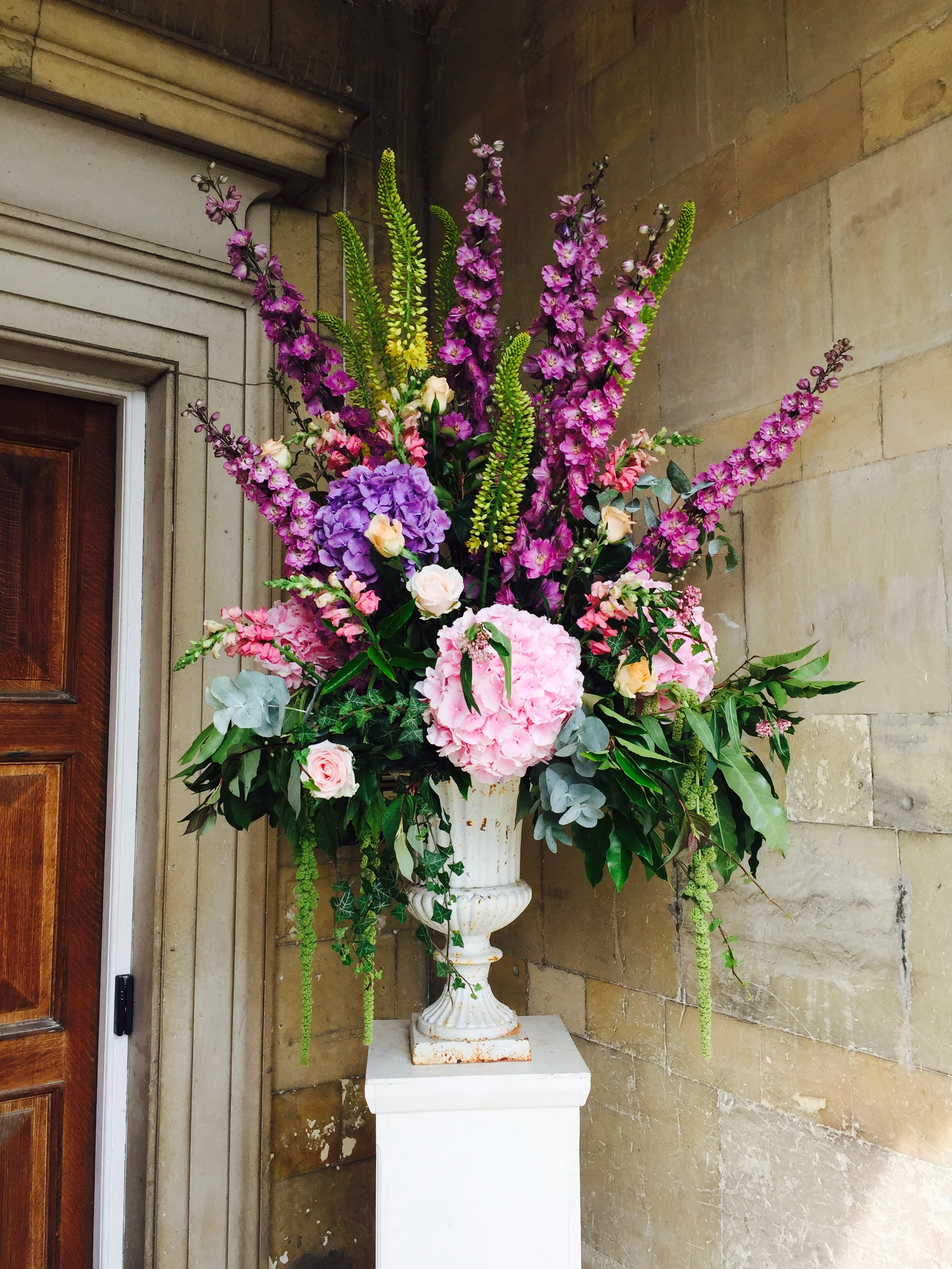 Brighton wedding venue styled with romantic floral arrangements