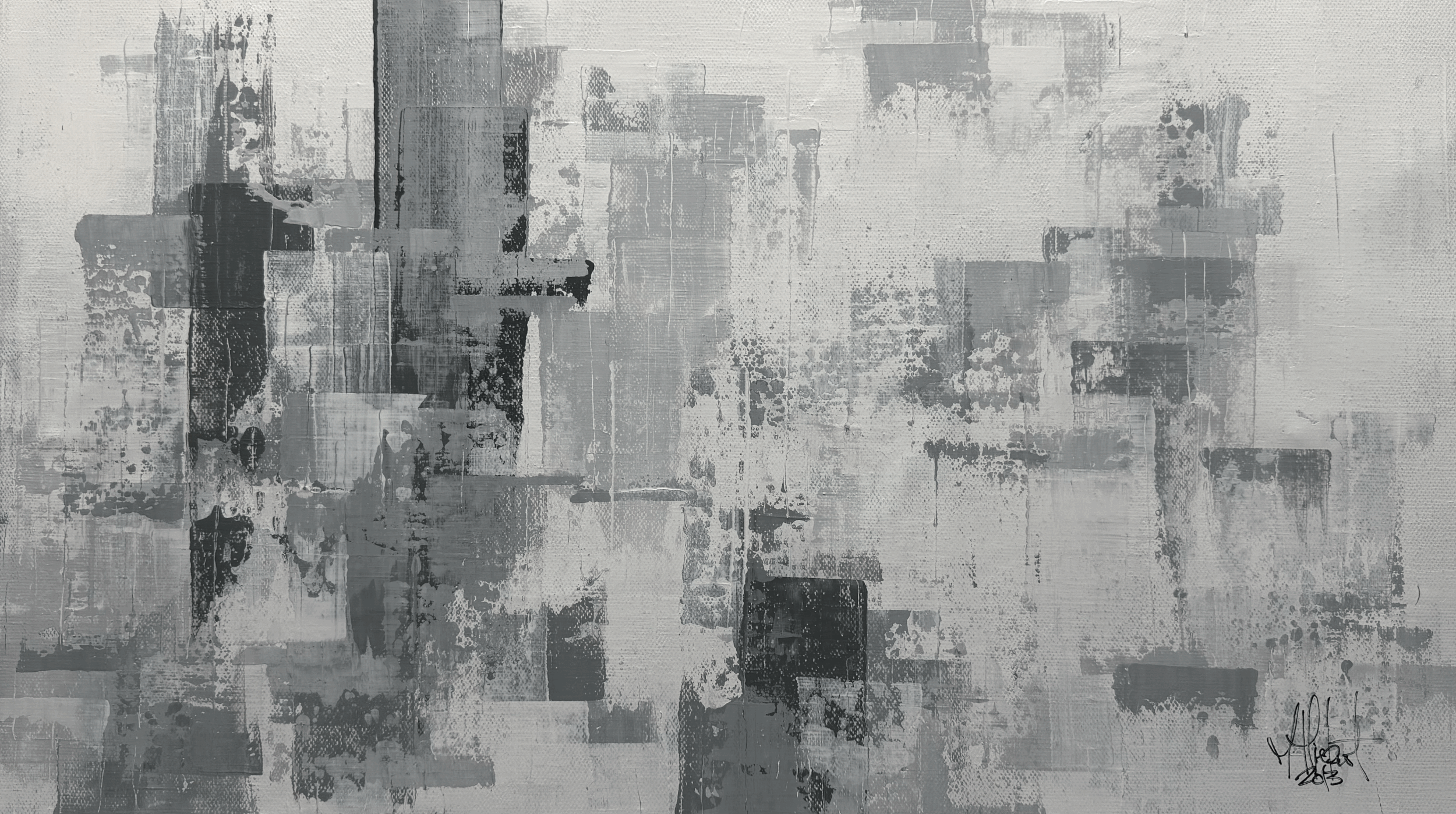 Greyscale Abstract Acrylic Painting on Canvas