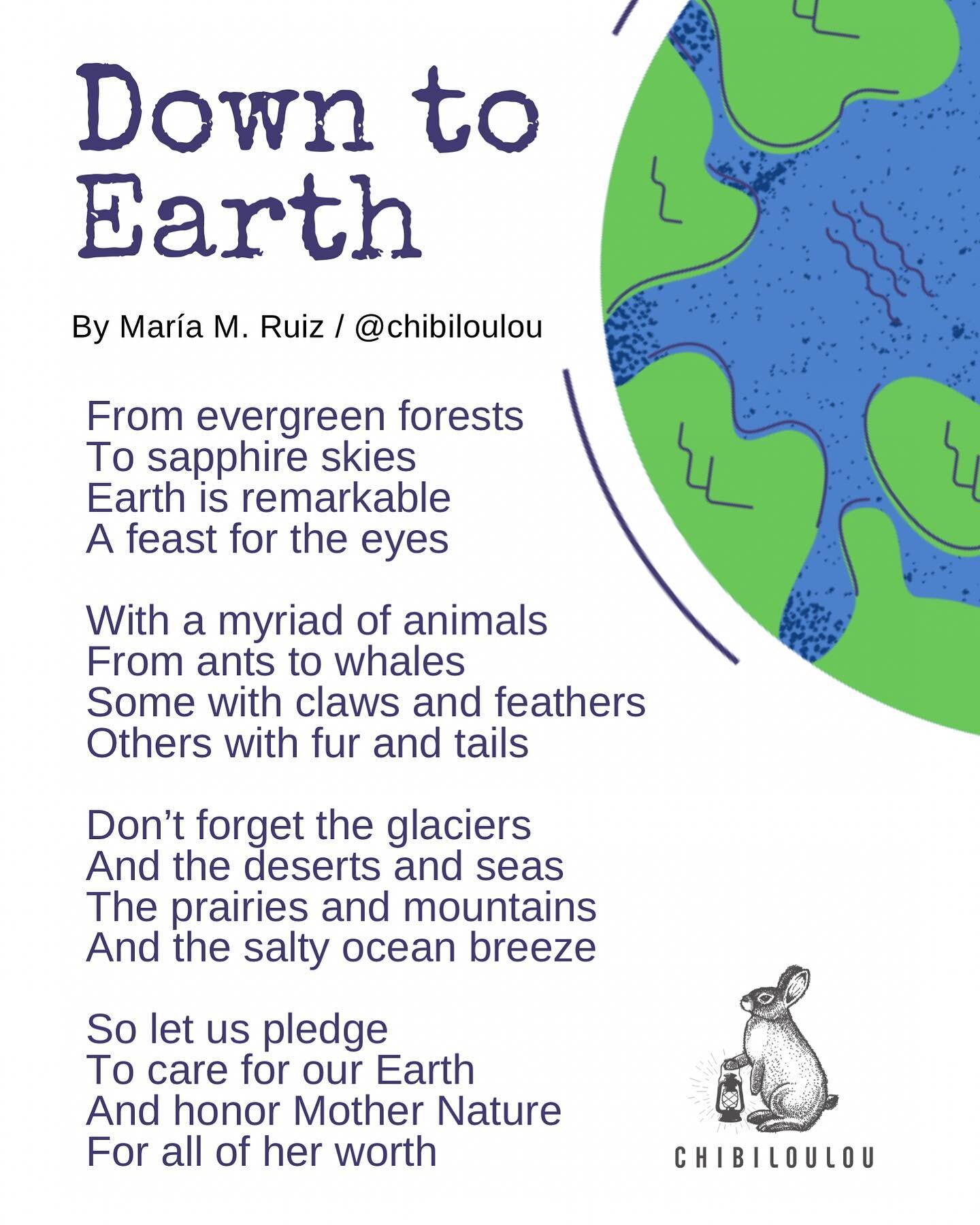 Happy #earthday Loulou! 🌍 Here&rsquo;s an oldie but a goodie. 💚 I hope you like. 🐰🦁🐋

#chibiloulou #originalpoem #earthday2023 

**********************************
#inspirationalprints #miamicreatives #miamismallbusiness #womanowned #wordstoinsp