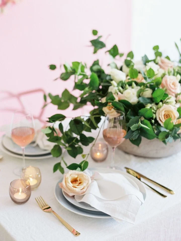 Muted pink wedding inspiration - blush pink place setting