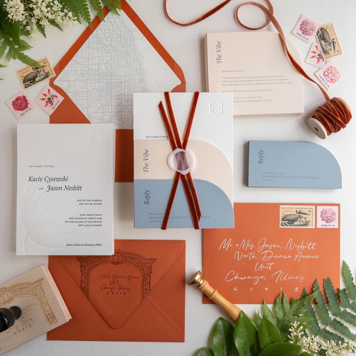 This suite exudes summer vibes in all its glory. Every detail carefully thought out. Each element designed for a reason. 
.
.
.
.
.
#weddingstationery #customstationery #letterpress #loftluciawedding #artisaire #waxsealing #vintagepostage #envelopeli