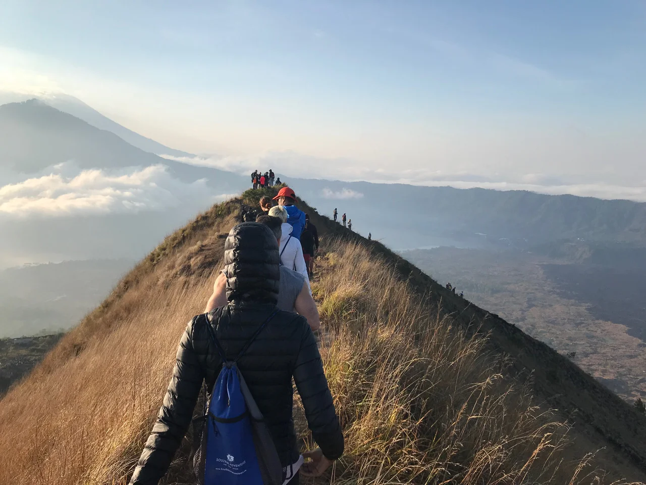 Hiking down the volcano