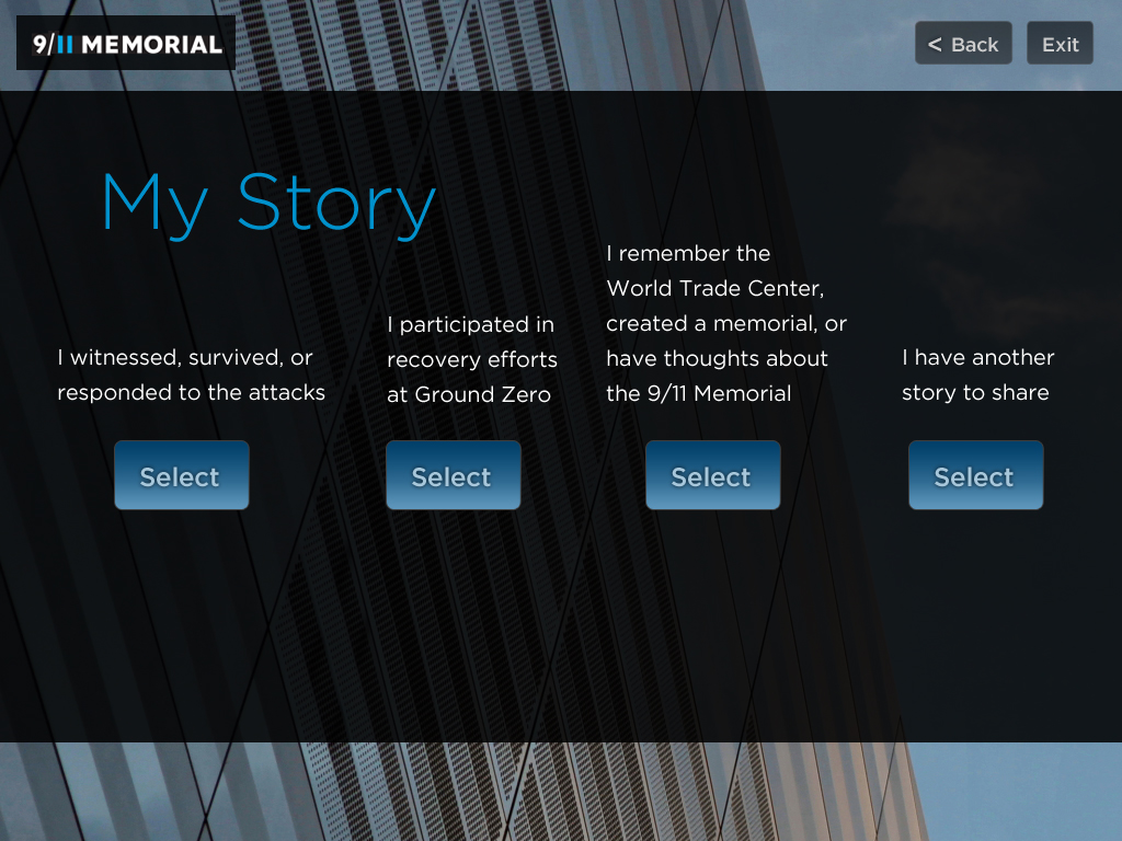 The kiosk allowed visitors to record a 3 minute audio story about where they were when the attacks happened. Their story is then added to the official archive.