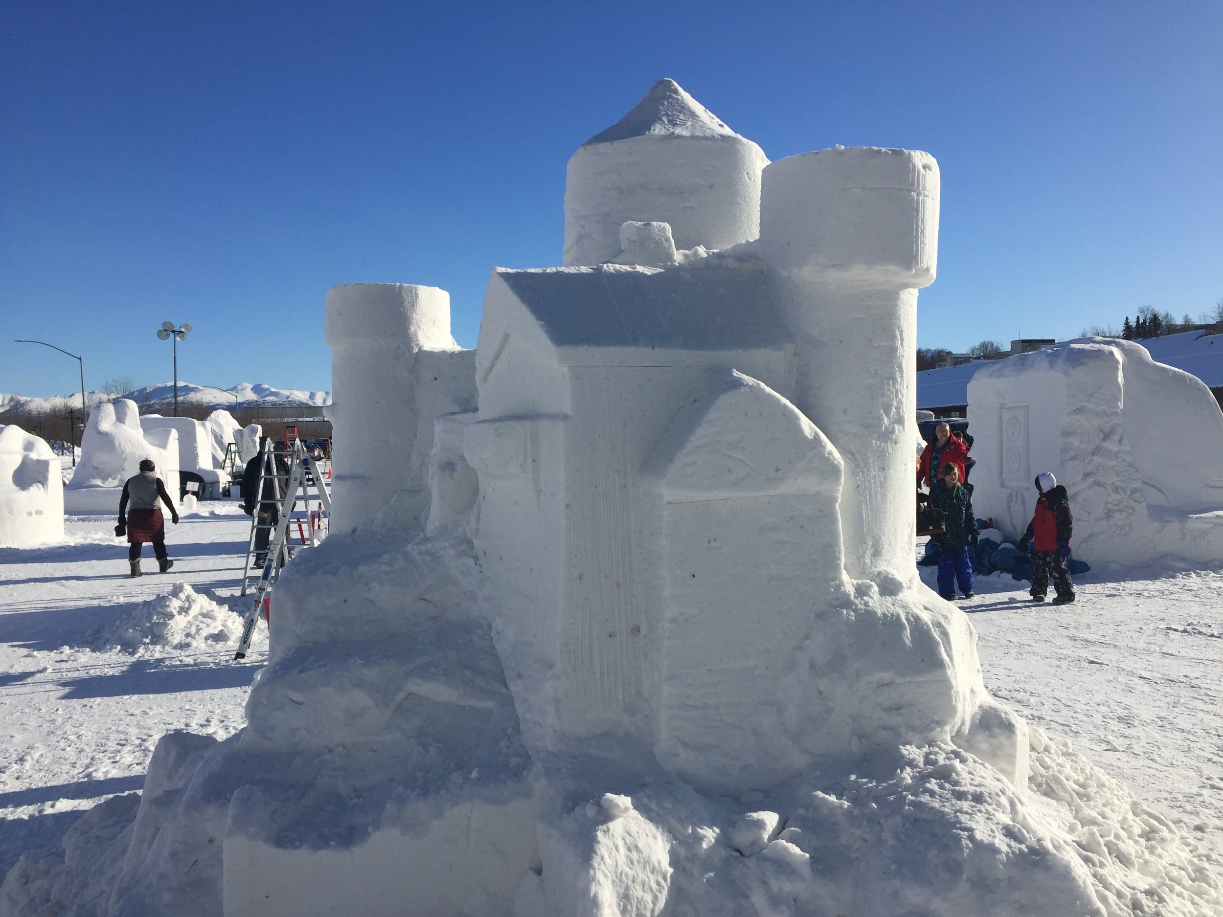 Even got to explore a little. Amazing snow Sculptures!