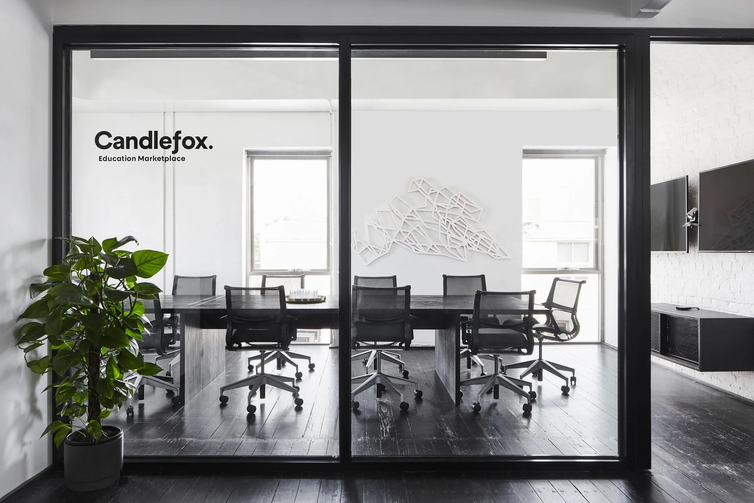 Candlefox Head Office Project - the right palette, artwork and technology placement make for a seamlessly productive workplace.