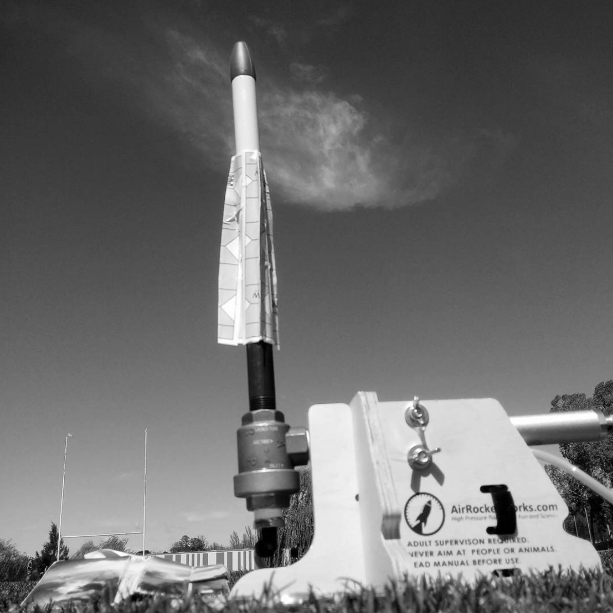 Air Rocket Works make a well built, high air pressure launching unit that when combined with either their free online paper designs or PVC rocket bodies makes for an incredible rocket launching experience!