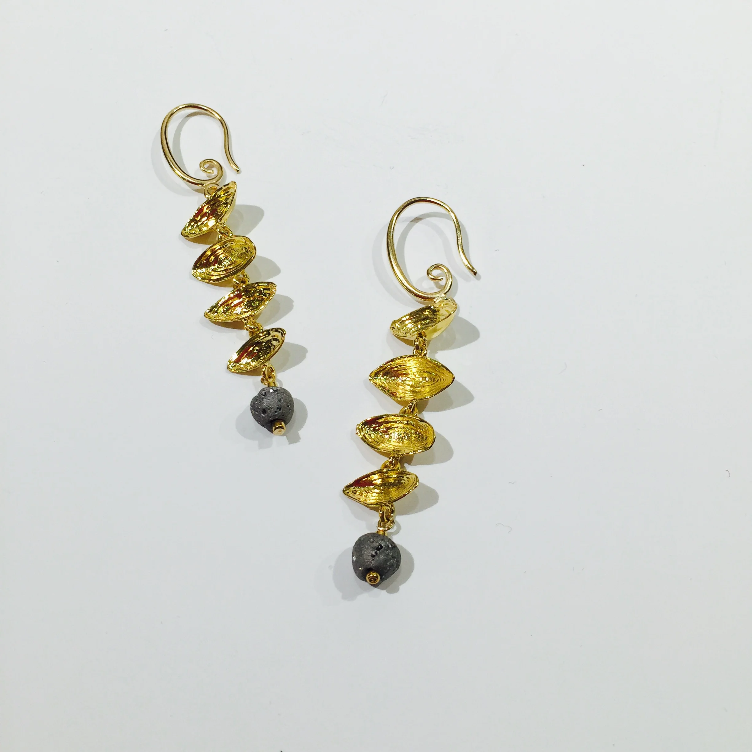 S-19 Gold & Seascape earrings
