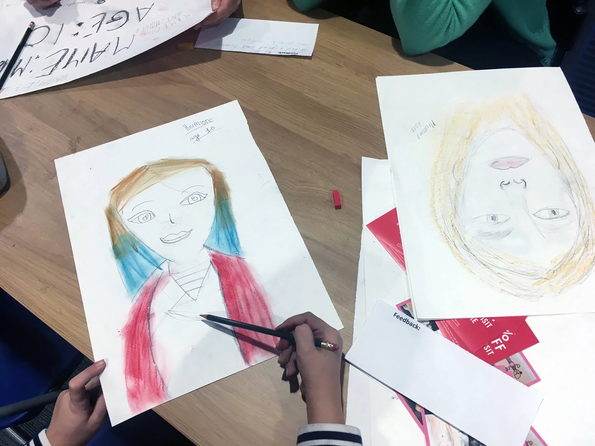 Works by Hermione and Lisa at 'I can do your portrait' - Penge Library - Oct. 2018