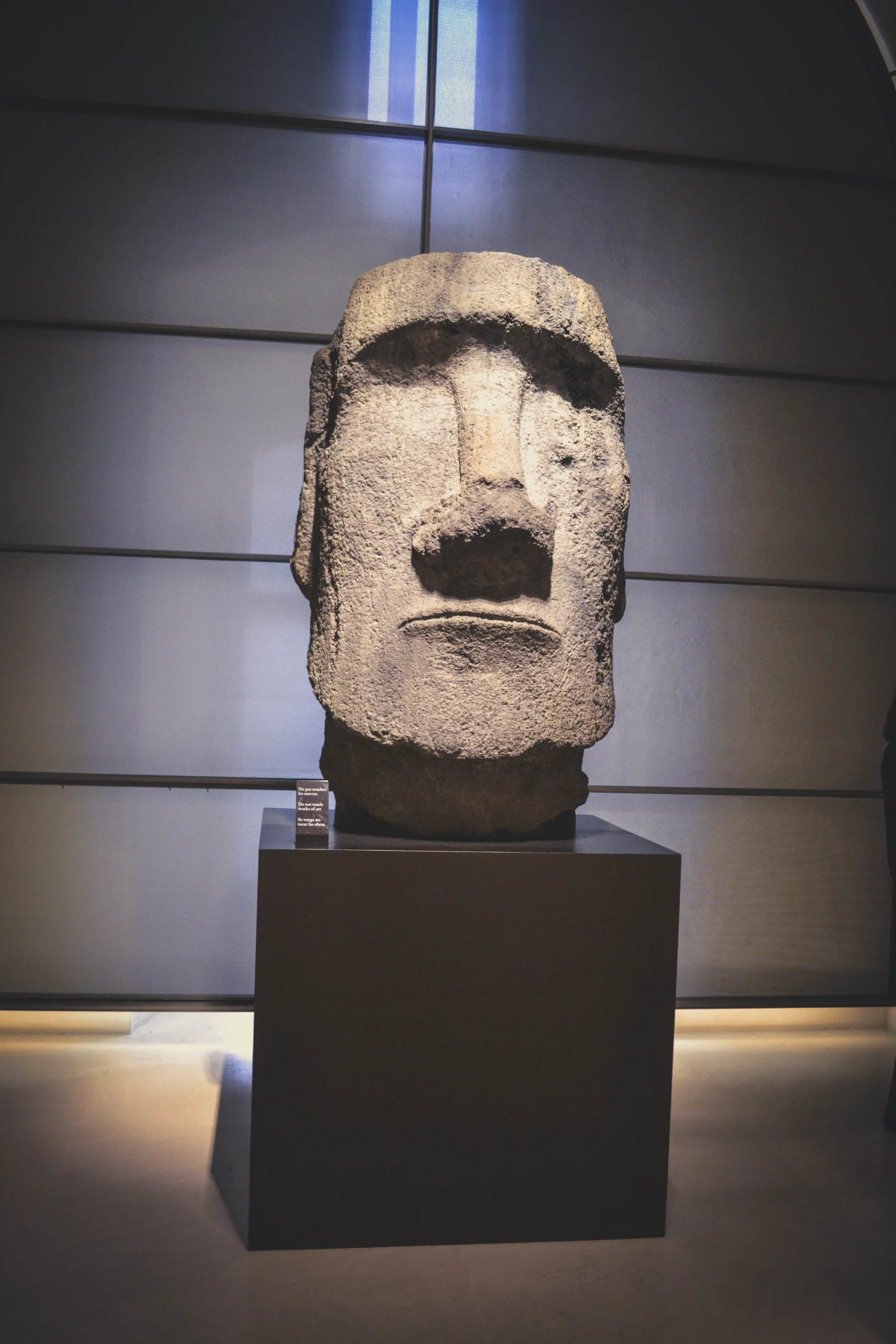 Fragment of a moai from Anakena Bay (Easter Island) of oceania. Louvre. Paris. france.