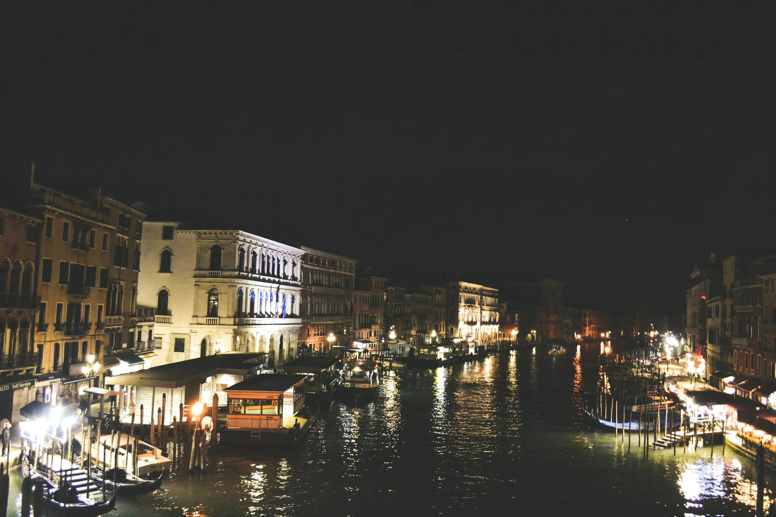 night life from rialto. venice. italy.