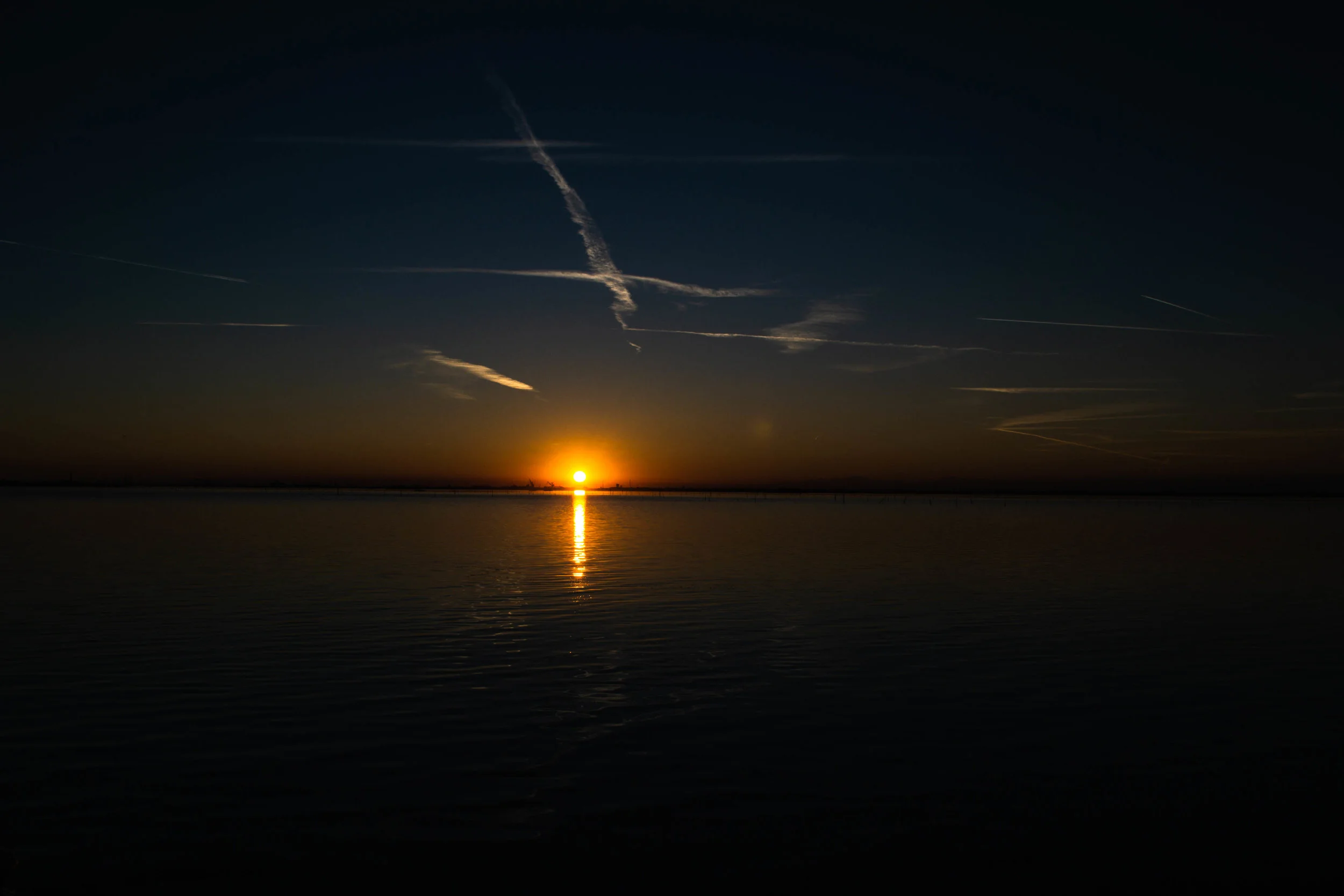 sunset in mediterranean sea. italy.
