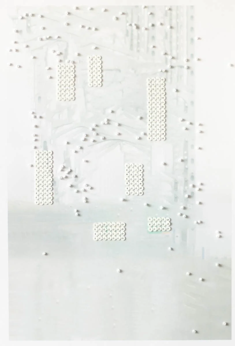 Take This Waltz #02, 2026, inkjet, thread and sequins on paper, 11" x 8.5"