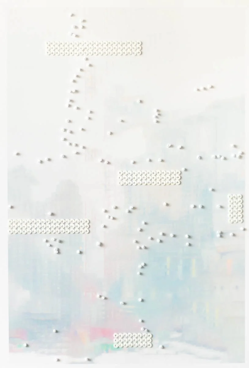 Take This Waltz #03, 2026, inkjet, thread and sequins on paper, 11" x 8.5"