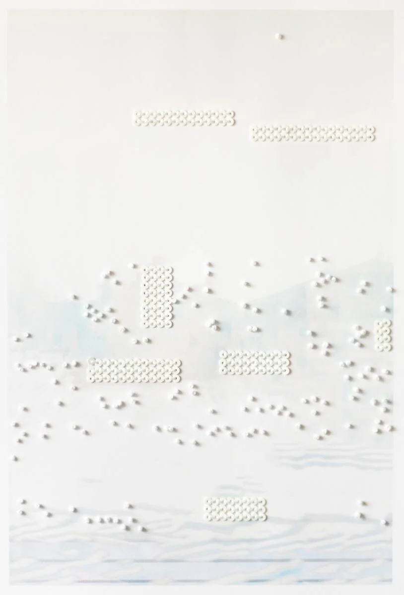 Take This Waltz #04, 2026, inkjet, thread and sequins on paper, 11" x 8.5"