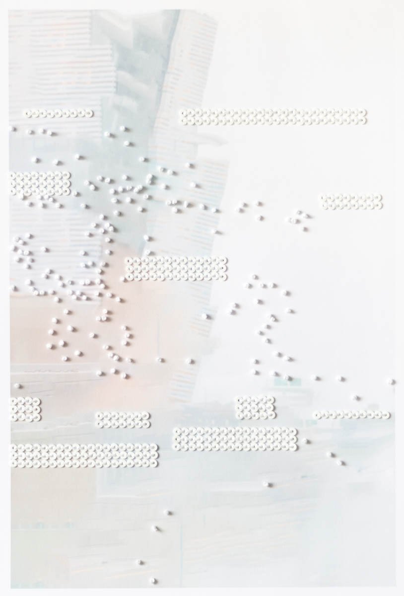 Take This Waltz #09, 2026, inkjet, thread and sequins on paper, 11" x 8.5"