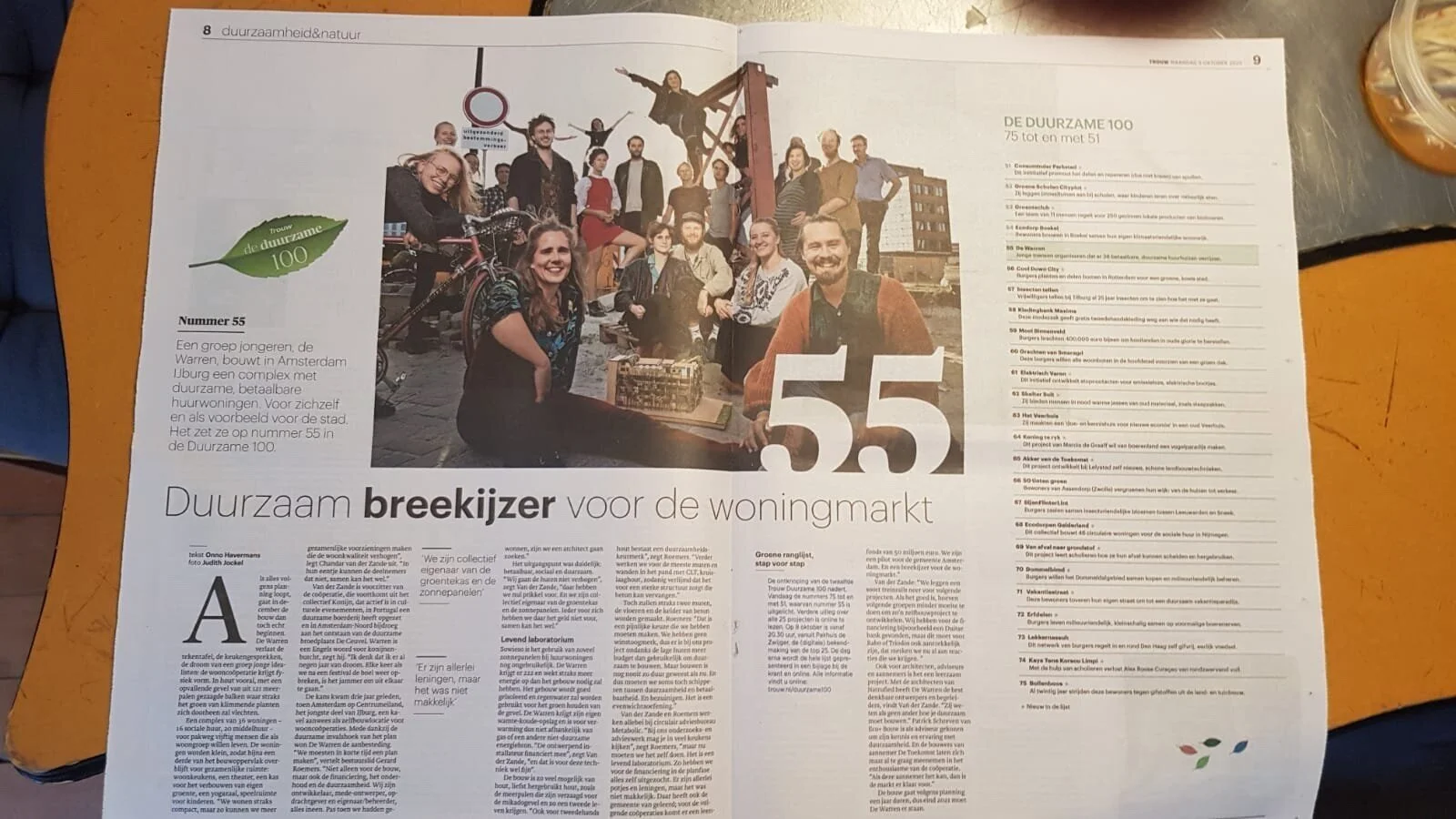 De Warren in de Trouw Duurzame 100