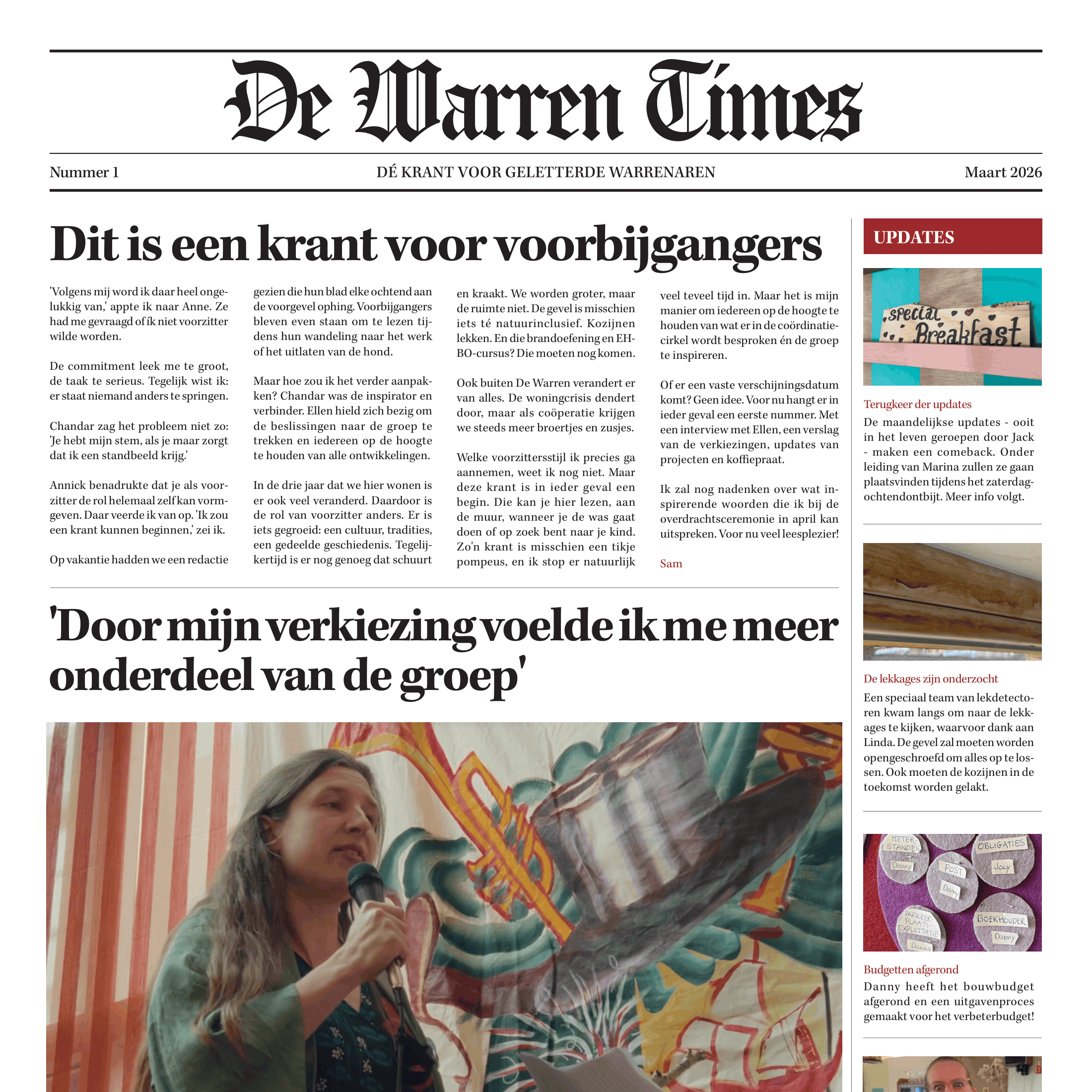 De Warren Times gelanceerd door onze nieuwe voorzitter