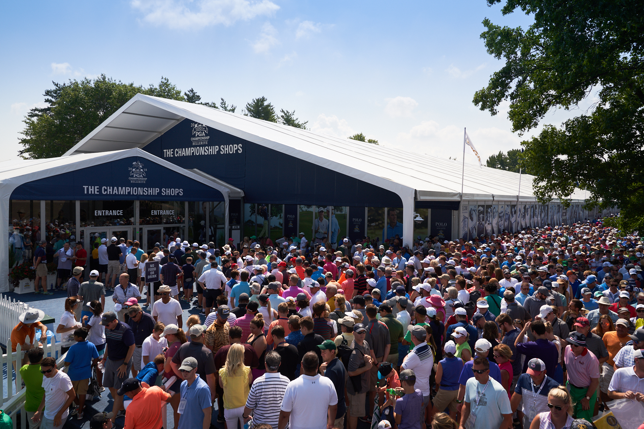 The Merchandise Pavilion and main entrance promenade, both built atop a giant platform constructed about 30 feet above what would normally be Bellerive's main driveway. (Sony A7r3, Leica 35mm f1.4 Summilux)