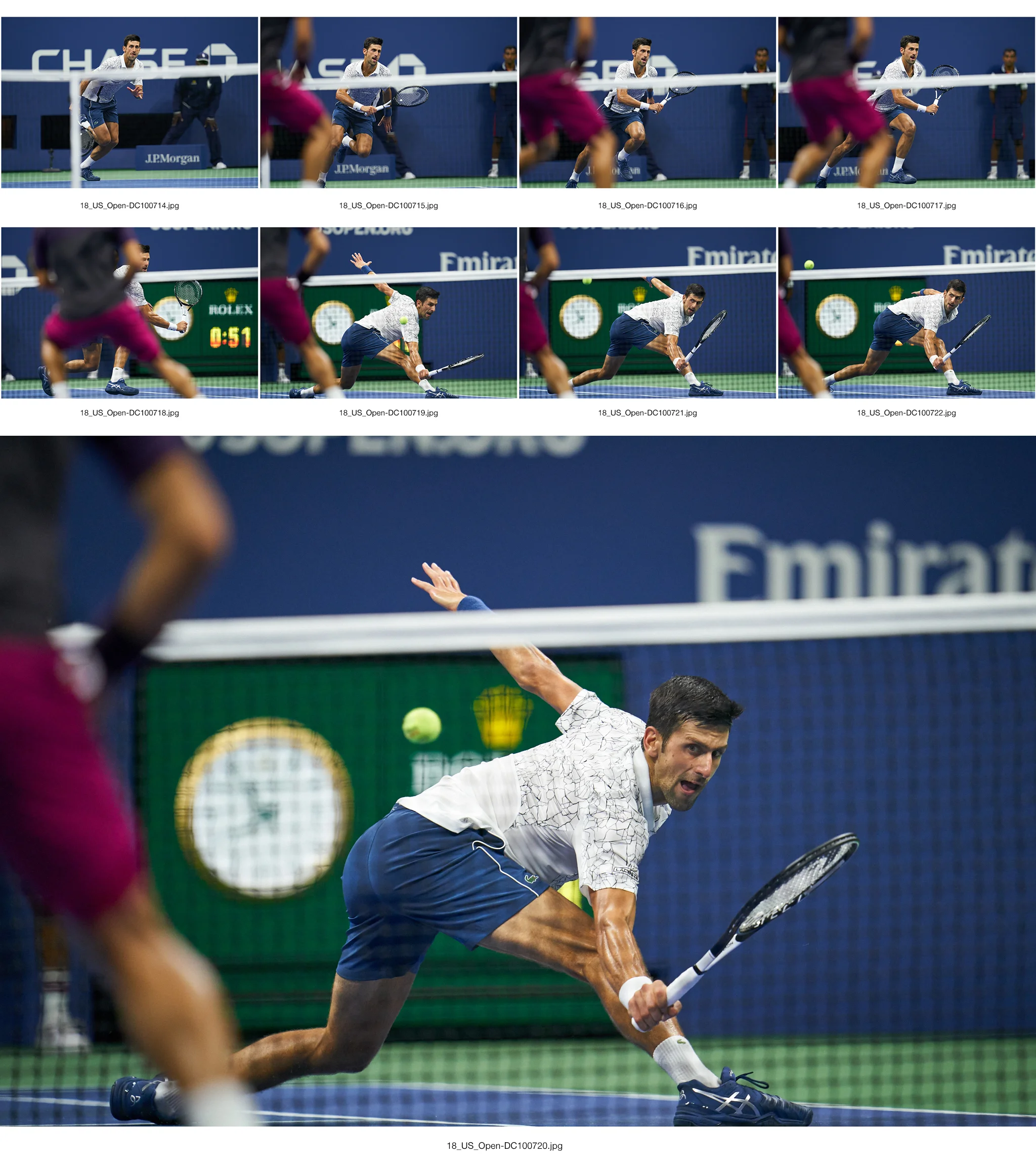 Novak Djokovic, Arthur Ashe Stadium, Men’s Singles semifinal Sony A9, Sony 400mm f2.8 GM-OSS