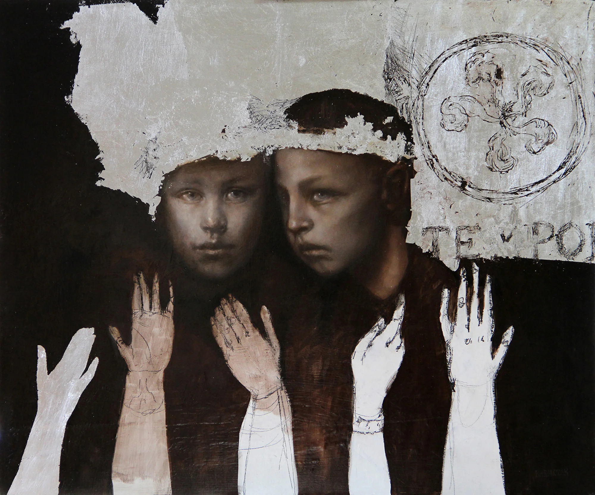 Temporality Oil & silver leaf on wood panel, 31" x 27.5", 2014 Private collection