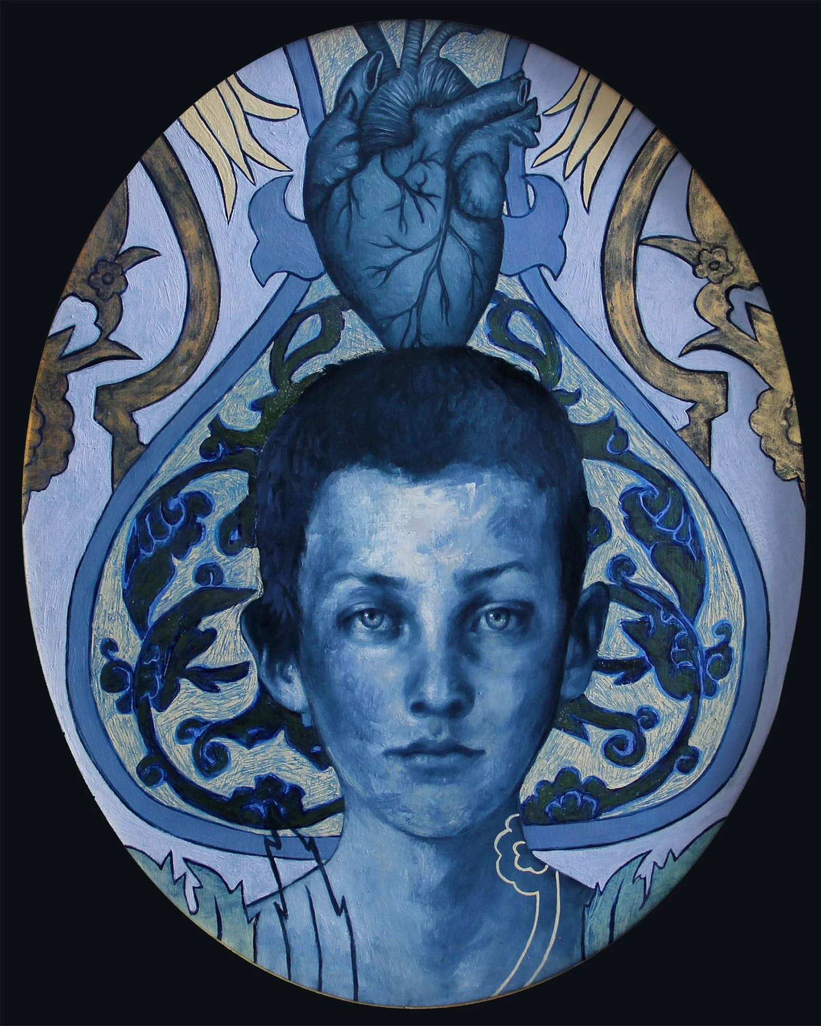 The Heart Wants Oil, encaustic, enamel, & antique pigment on panel, 16" x 20", 2016 available
